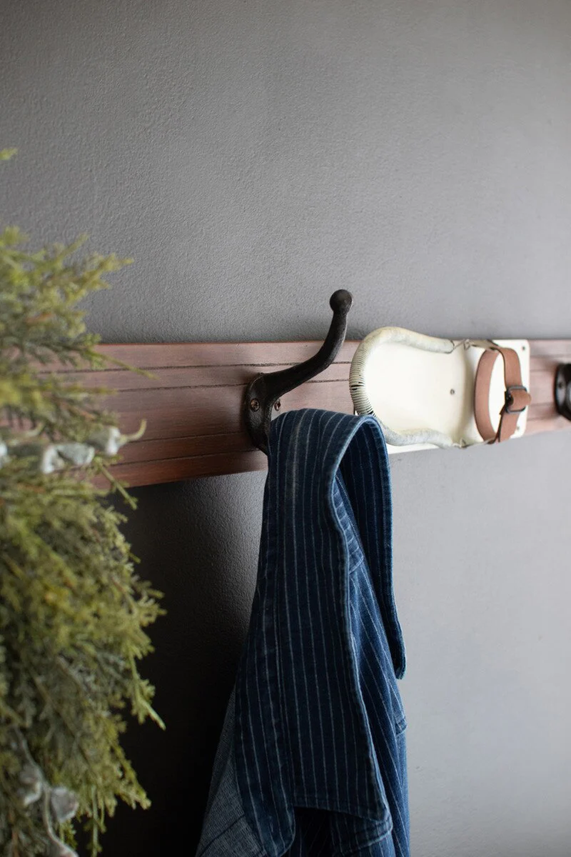 Wooden Ski Wall Coat Rack By Kalalou - Image 4