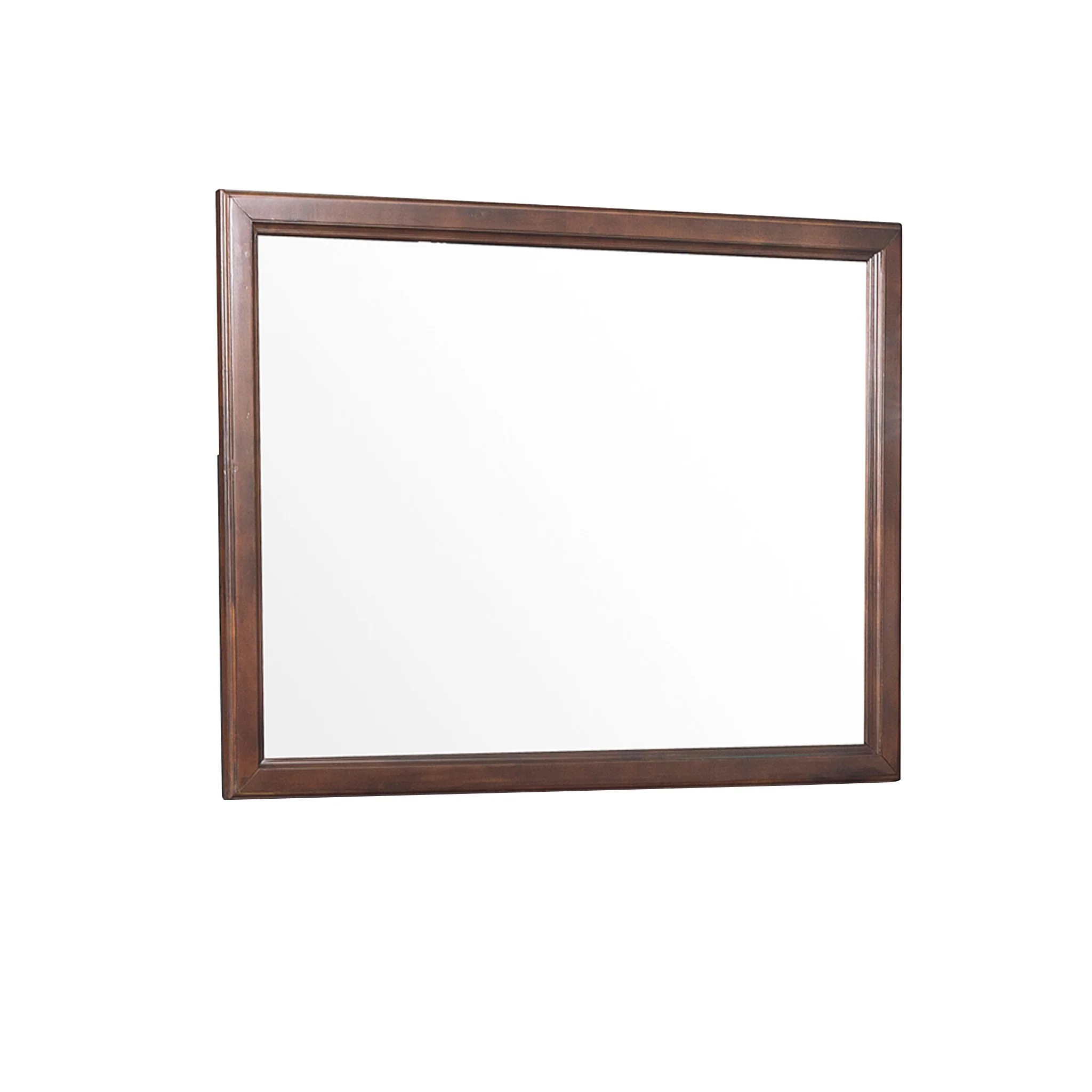 Wooden Square Mirror with Molded Details and Dual Texture, Brown By Benzara - Image 2