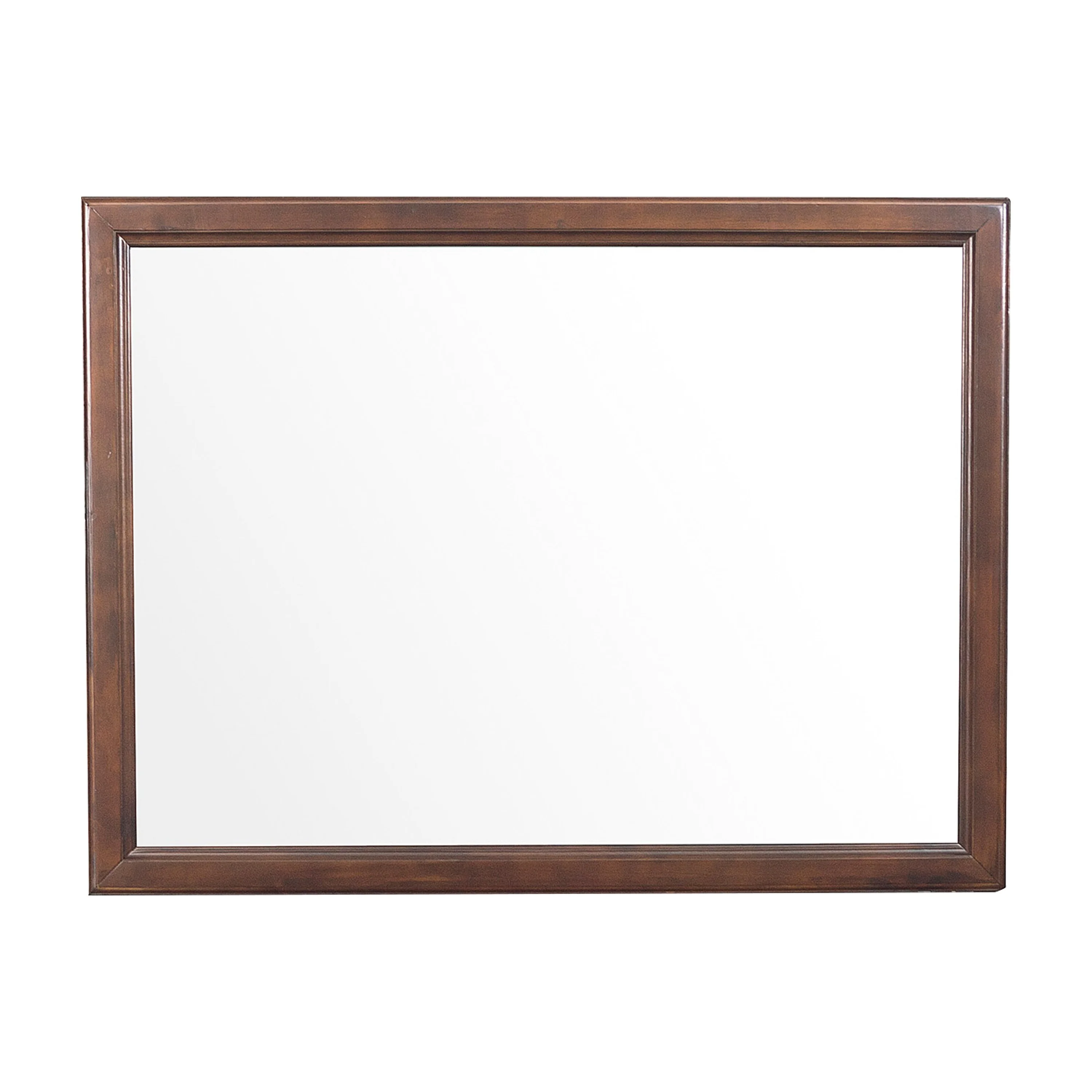 Wooden Square Mirror with Molded Details and Dual Texture, Brown By Benzara - Image 3