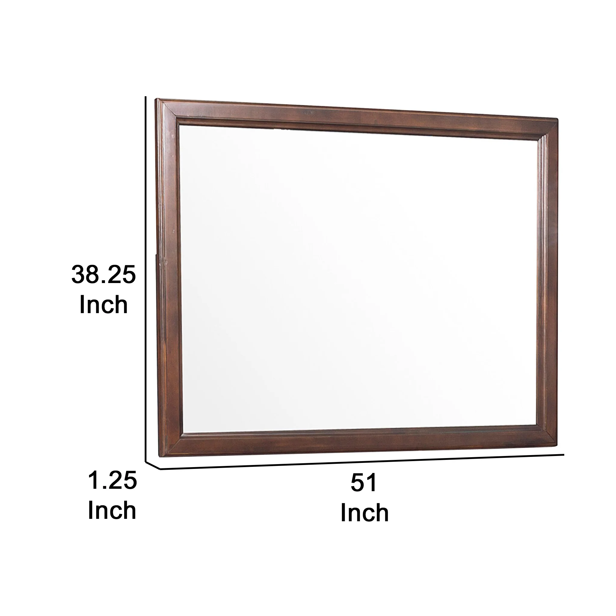 Wooden Square Mirror with Molded Details and Dual Texture, Brown By Benzara - Image 5