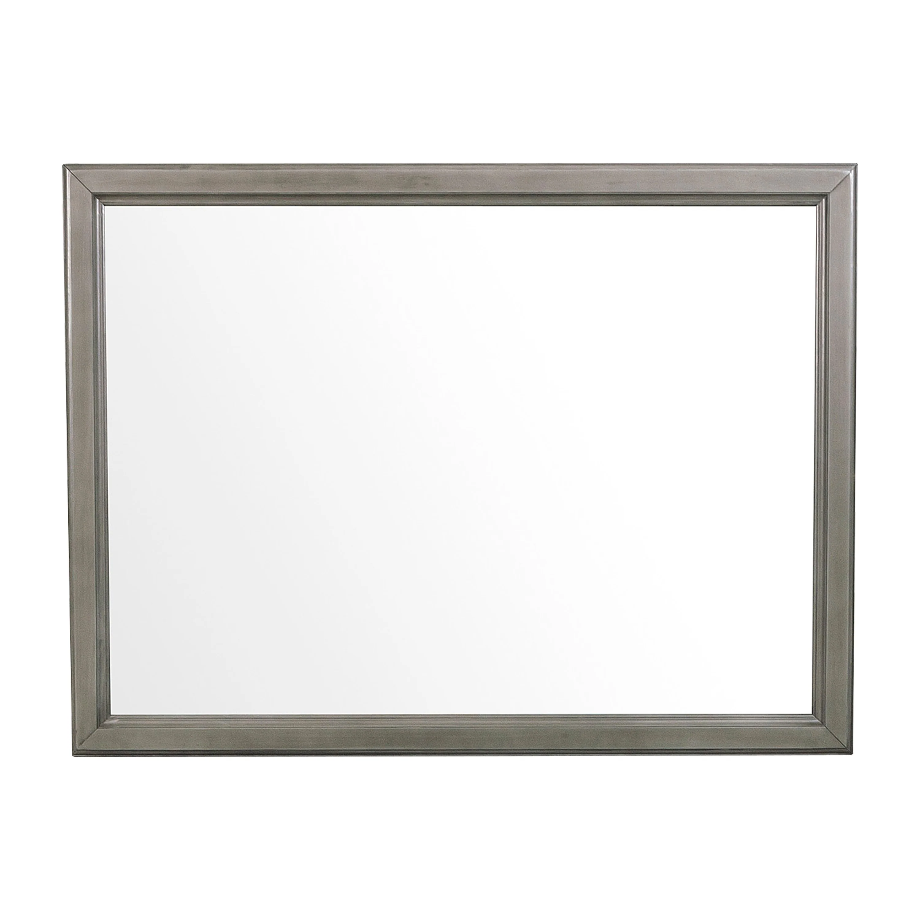 Wooden Square Mirror with Molded Details and Dual Texture, Gray By Benzara - Image 2