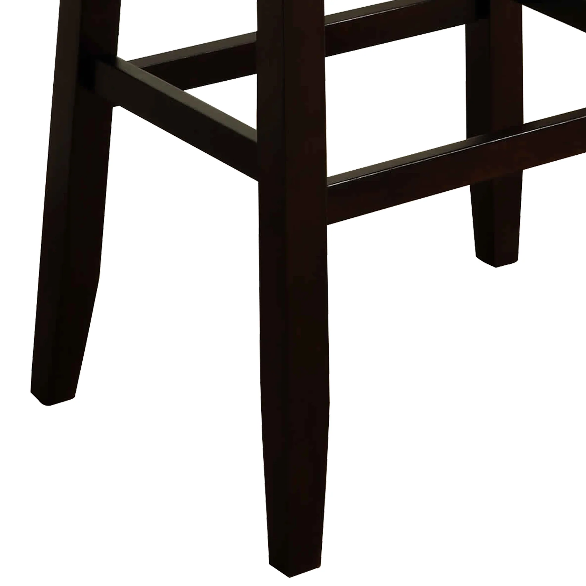 Wooden Stool With Saddle Seat And Button Tufting Set Of 2 Black And Brown By Benzara - Image 3