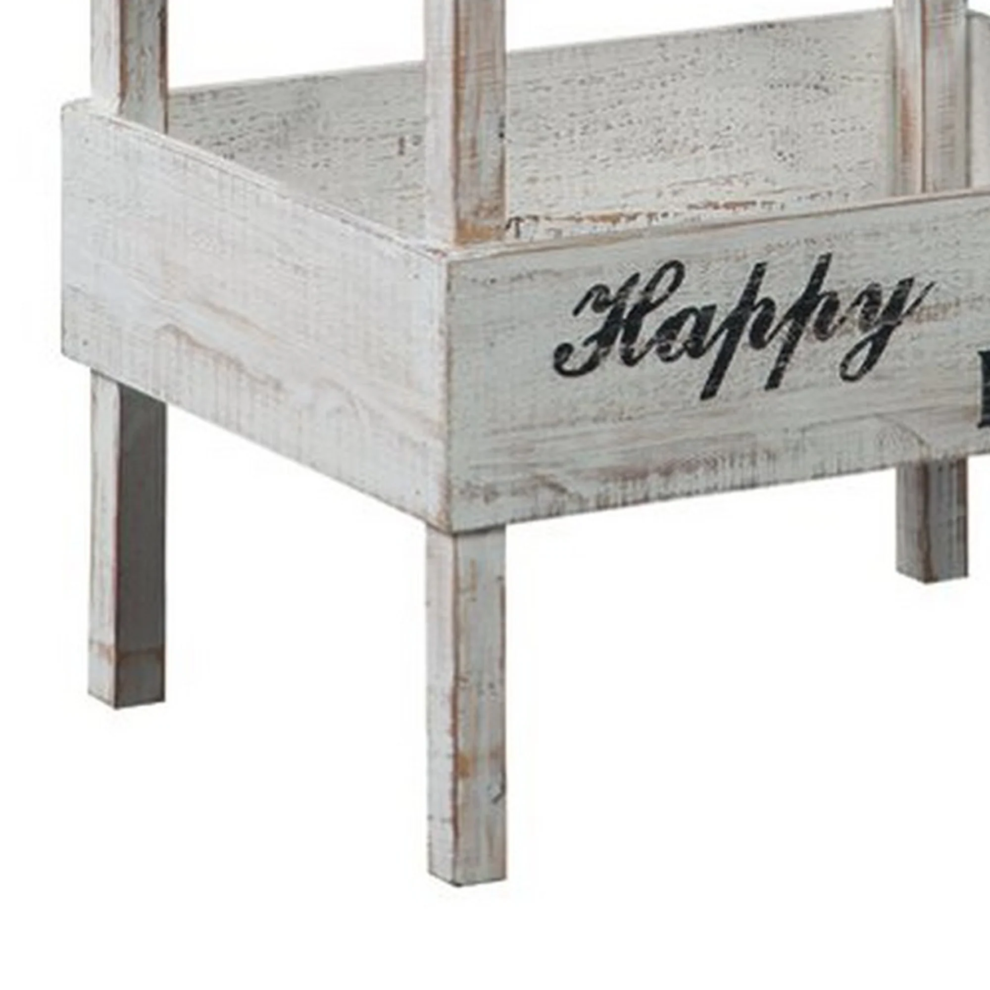 Wooden Storage Shelf With 3 Open Cases And Cut Out Handle Antique White By Benzara - Image 3