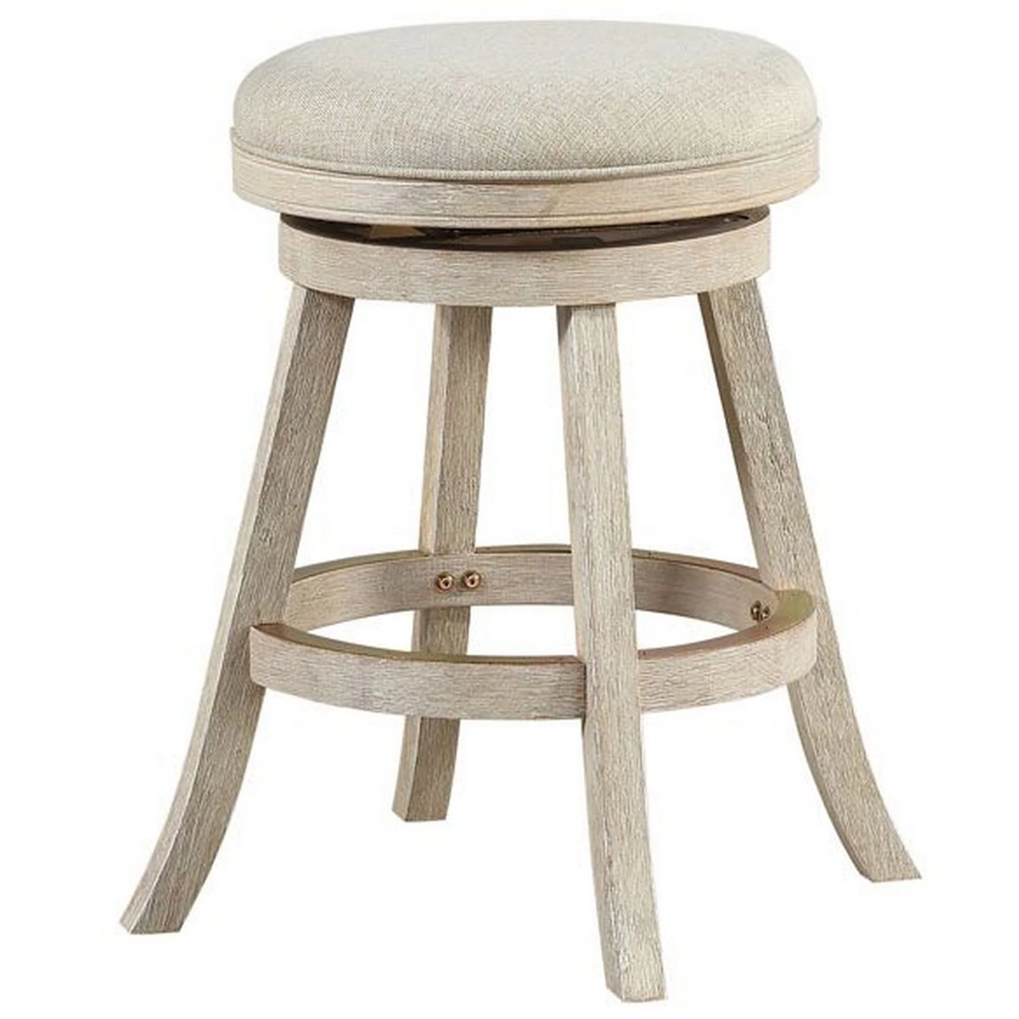 Wooden Swivel Counter Stool with Round Fabric Seat, Gray By Benzara - Image 2