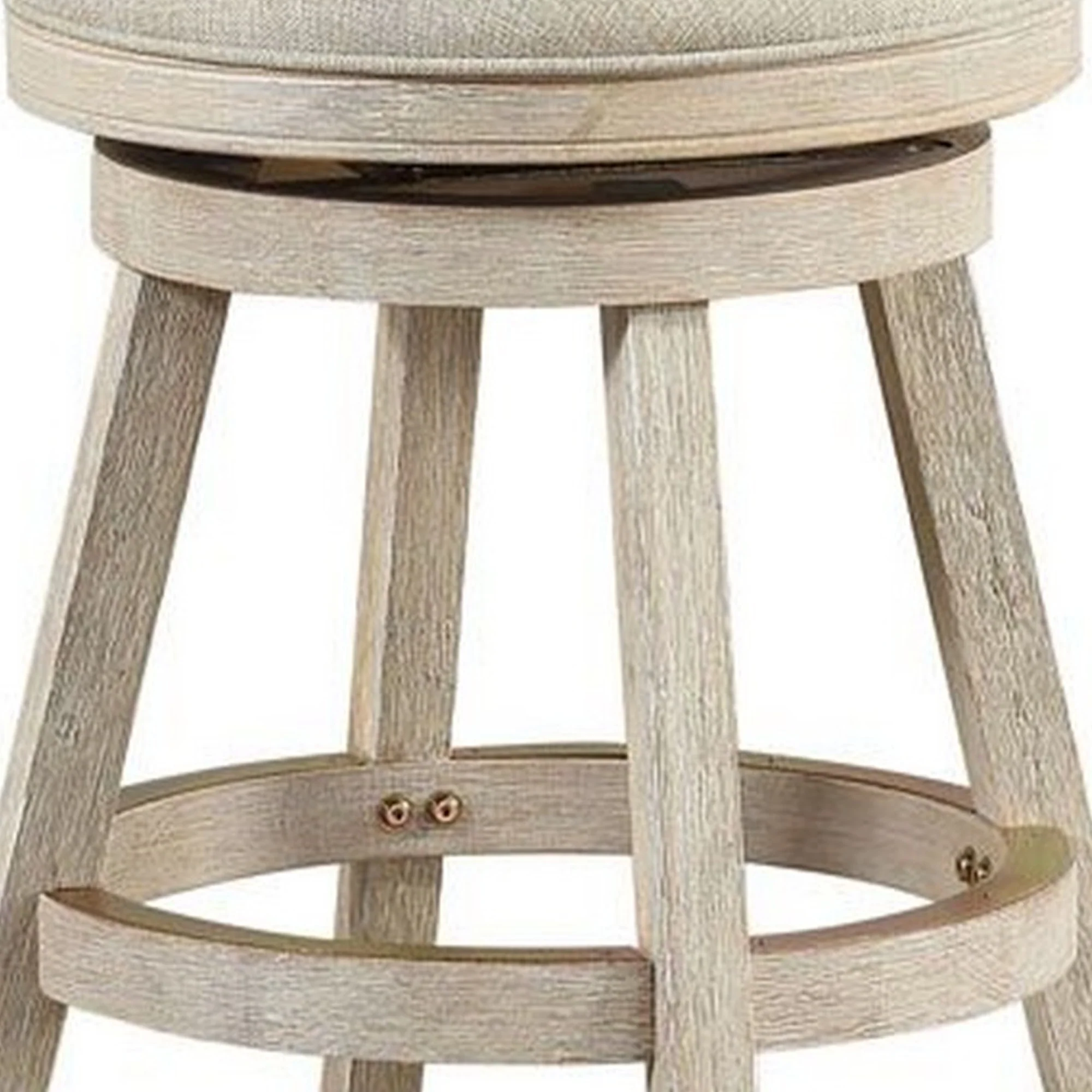 Wooden Swivel Counter Stool with Round Fabric Seat, Gray By Benzara - Image 5