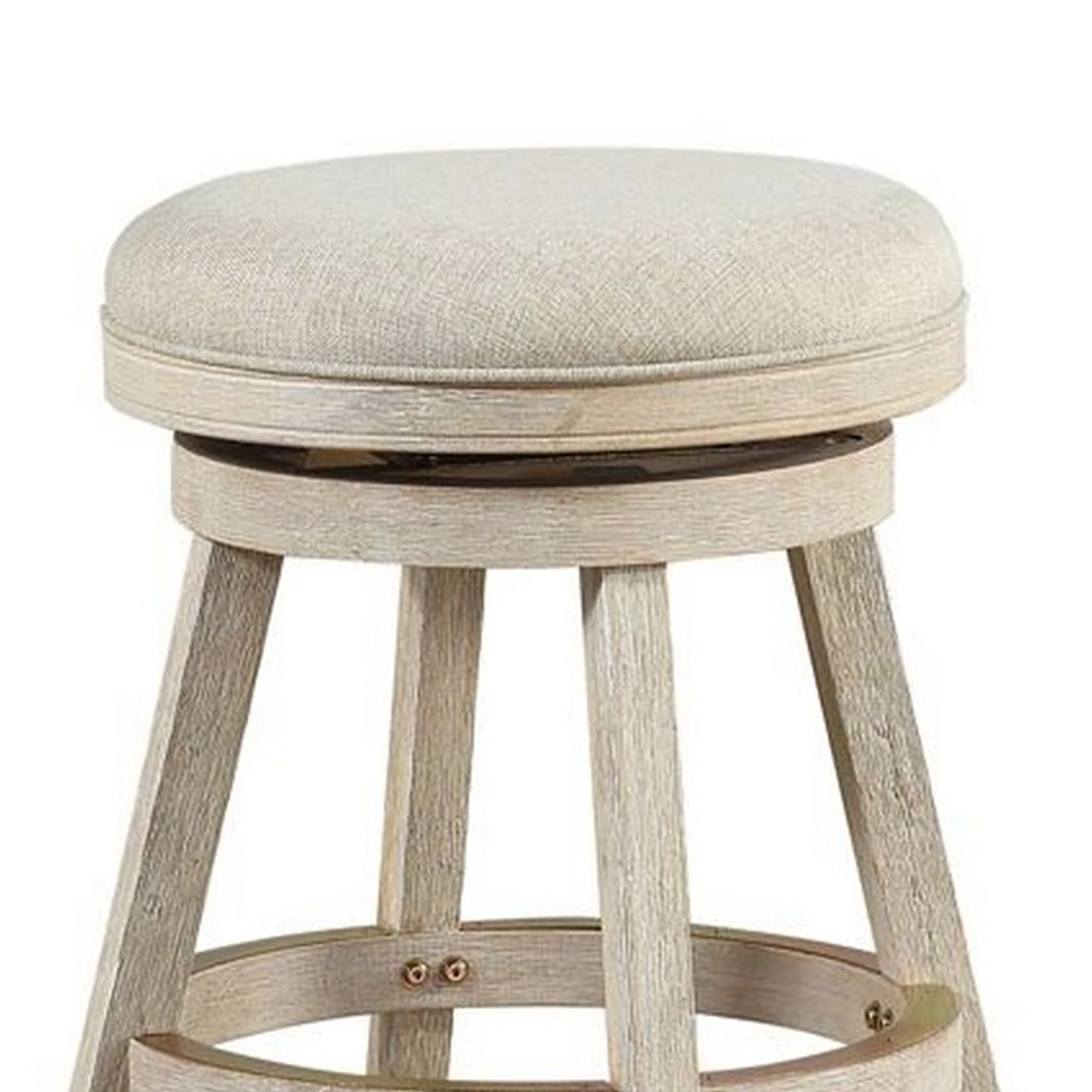 Wooden Swivel Counter Stool with Round Fabric Seat, Gray By Benzara - Image 6