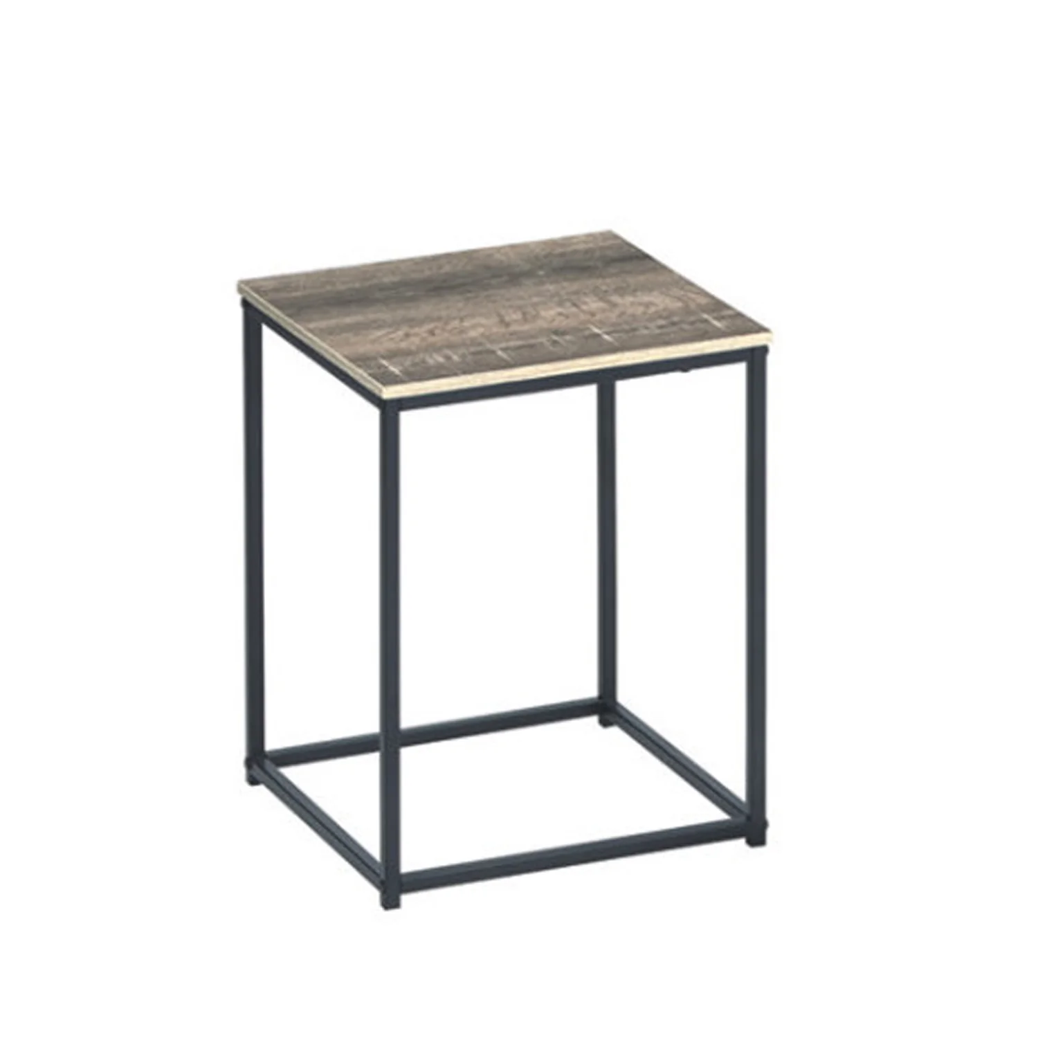 Wooden Table Set With Sturdy Metal Base, Set Of Three, Gray And Brown By Benzara - Image 2