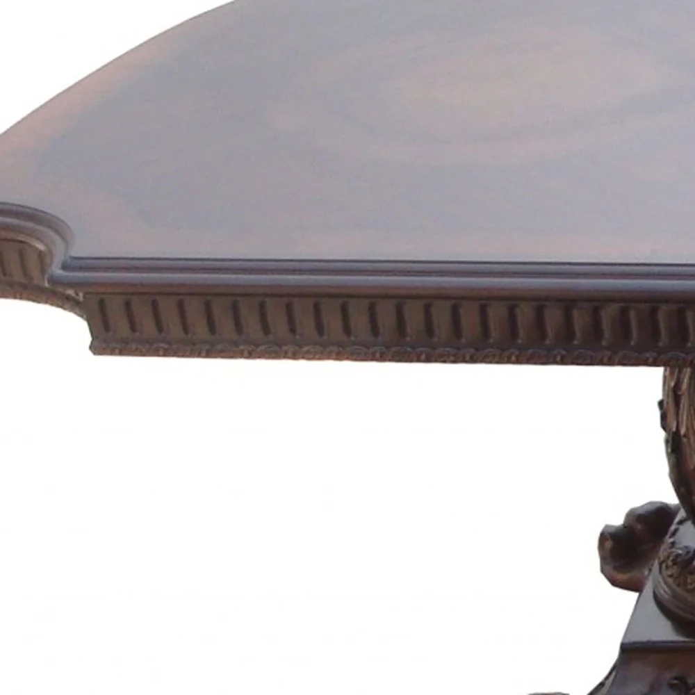 Wooden Top Cherry Dining Table With Wood Carving Details By Homeroots - Image 2
