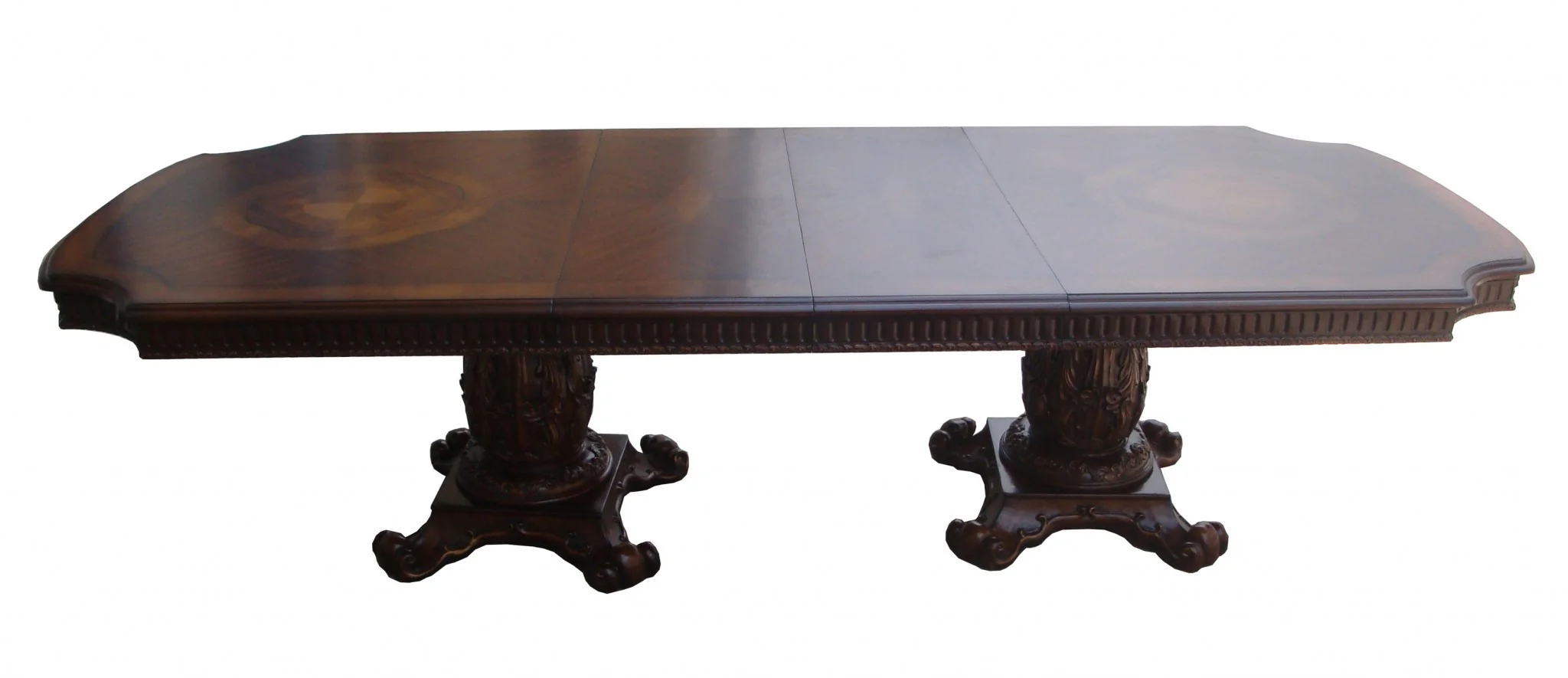 Wooden Top Cherry Dining Table With Wood Carving Details By Homeroots - Image 4