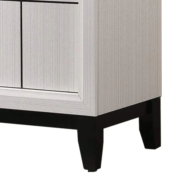 Wooden TV Stand with 2 Drawers and 2 Open Compartments, White and Black By Benzara - Image 2
