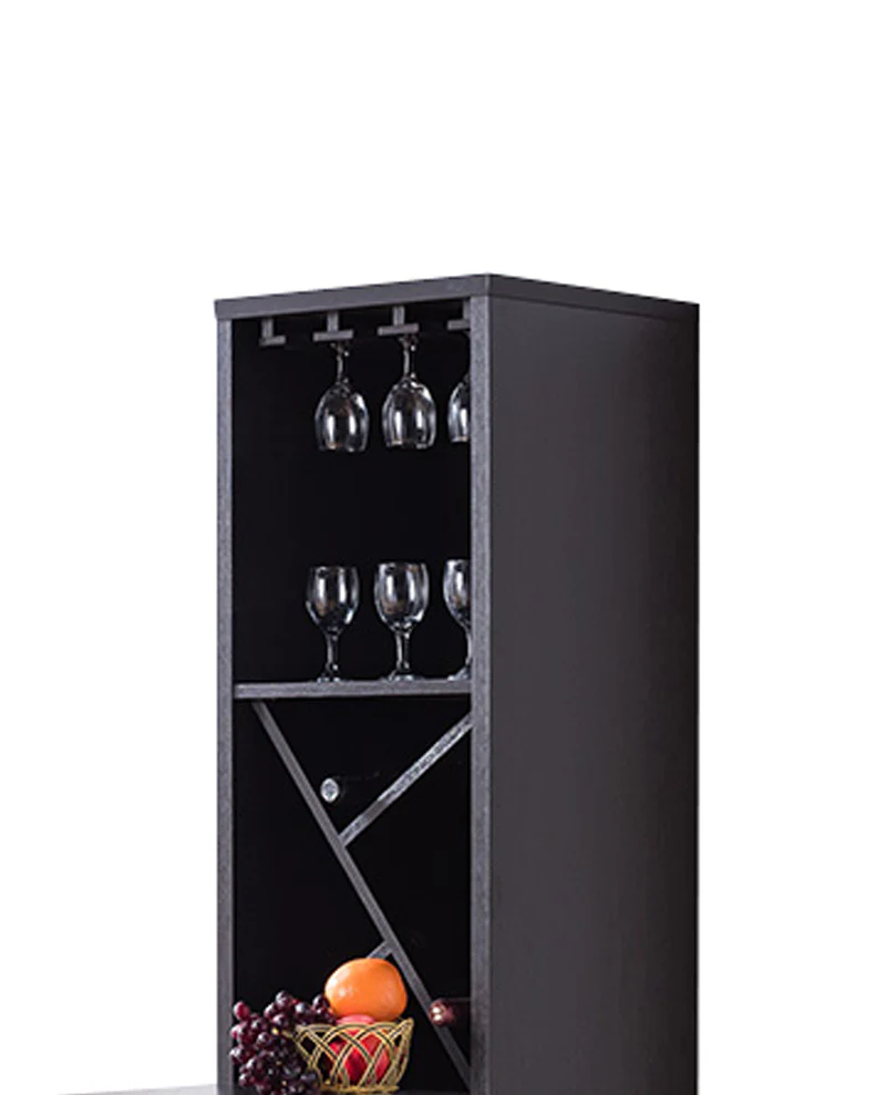 Wooden Wine Cabinet With Spacious Storage And Bar Table, Red Cocoa Brown By Benzara - Image 4