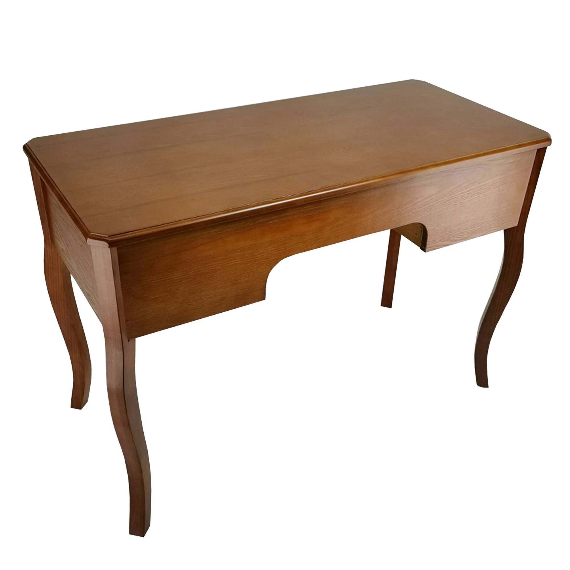 Wooden Writing Desk With Cabriole Legs And 5 Drawers, Brown By Benzara - Image 5