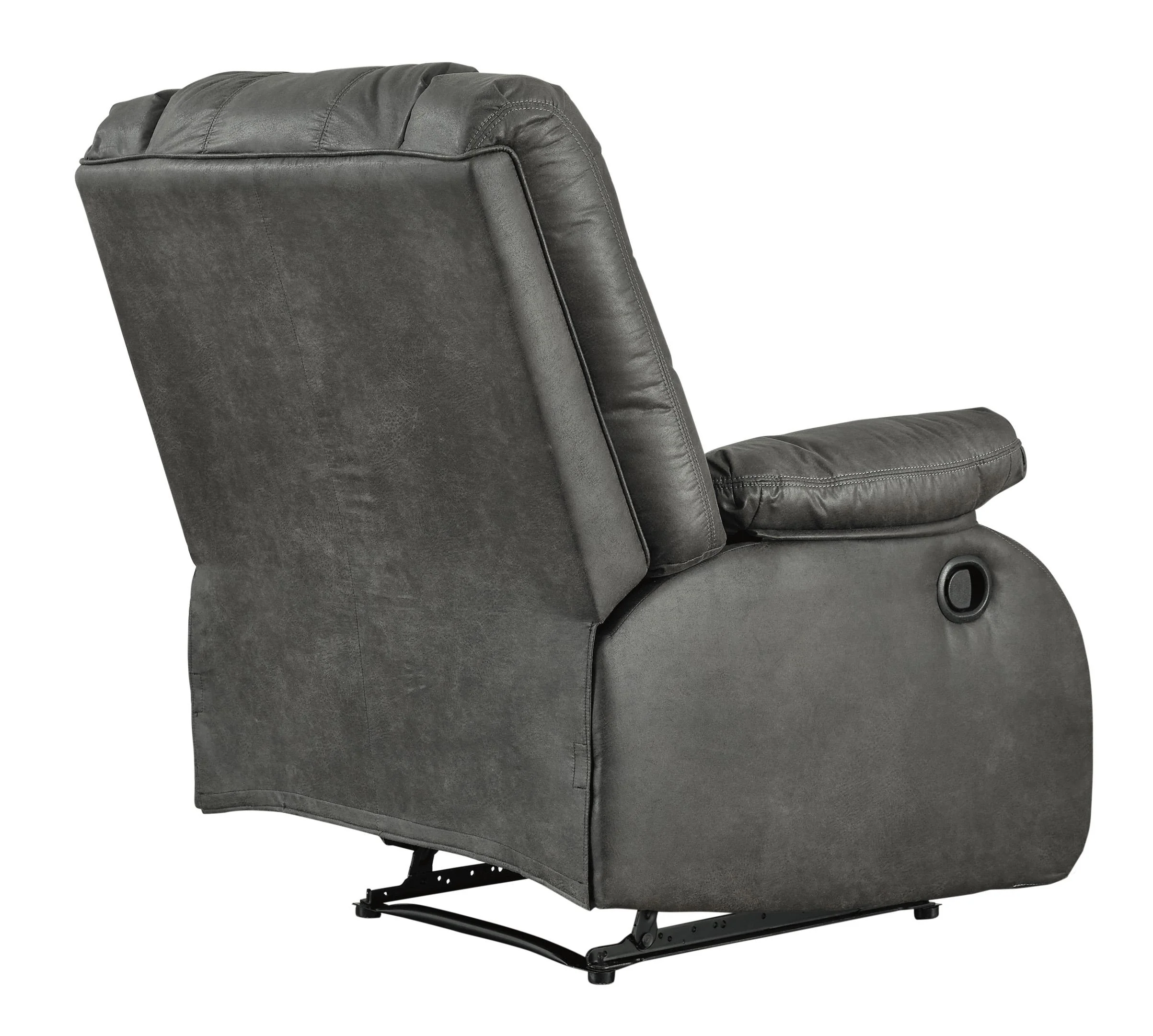 Wooden Zero Wall Recliner With Pillow Top Arms And Tufted Back, Gray By Benzara - Image 4