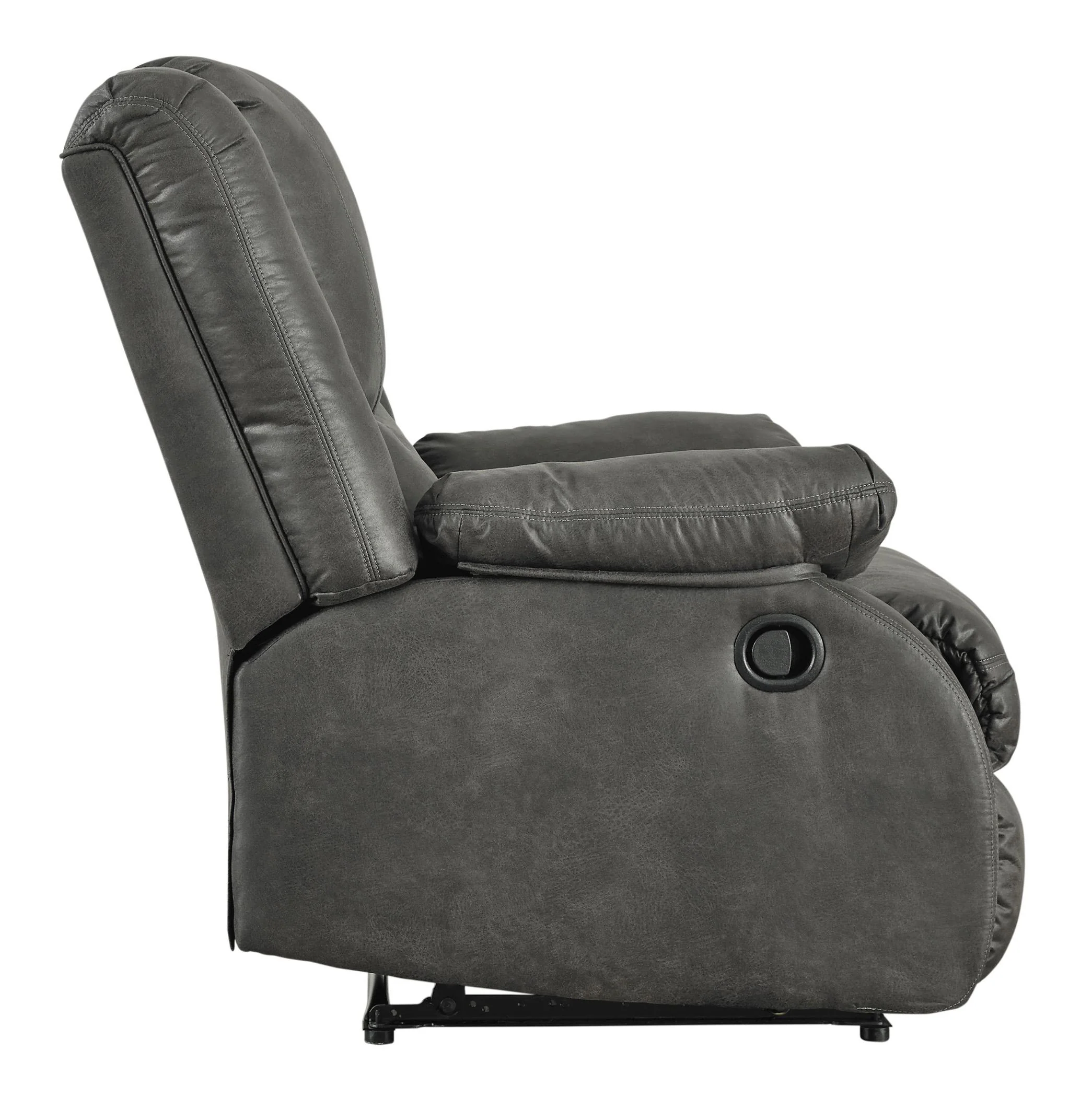 Wooden Zero Wall Recliner With Pillow Top Arms And Tufted Back, Gray By Benzara - Image 5