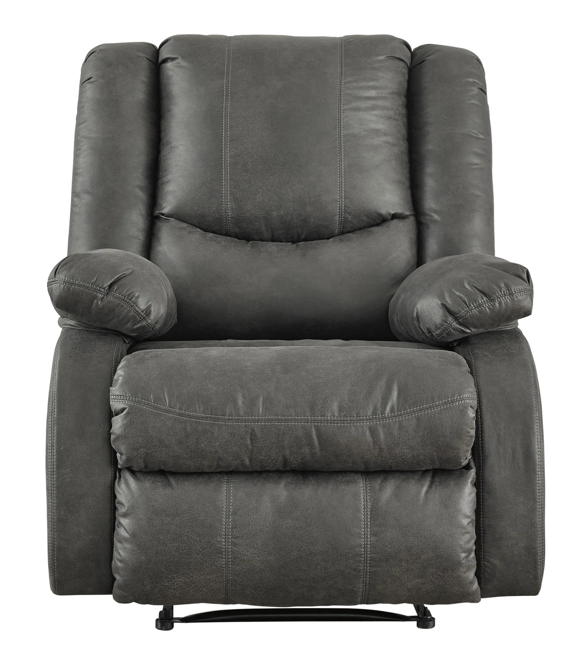Wooden Zero Wall Recliner With Pillow Top Arms And Tufted Back, Gray By Benzara - Image 6