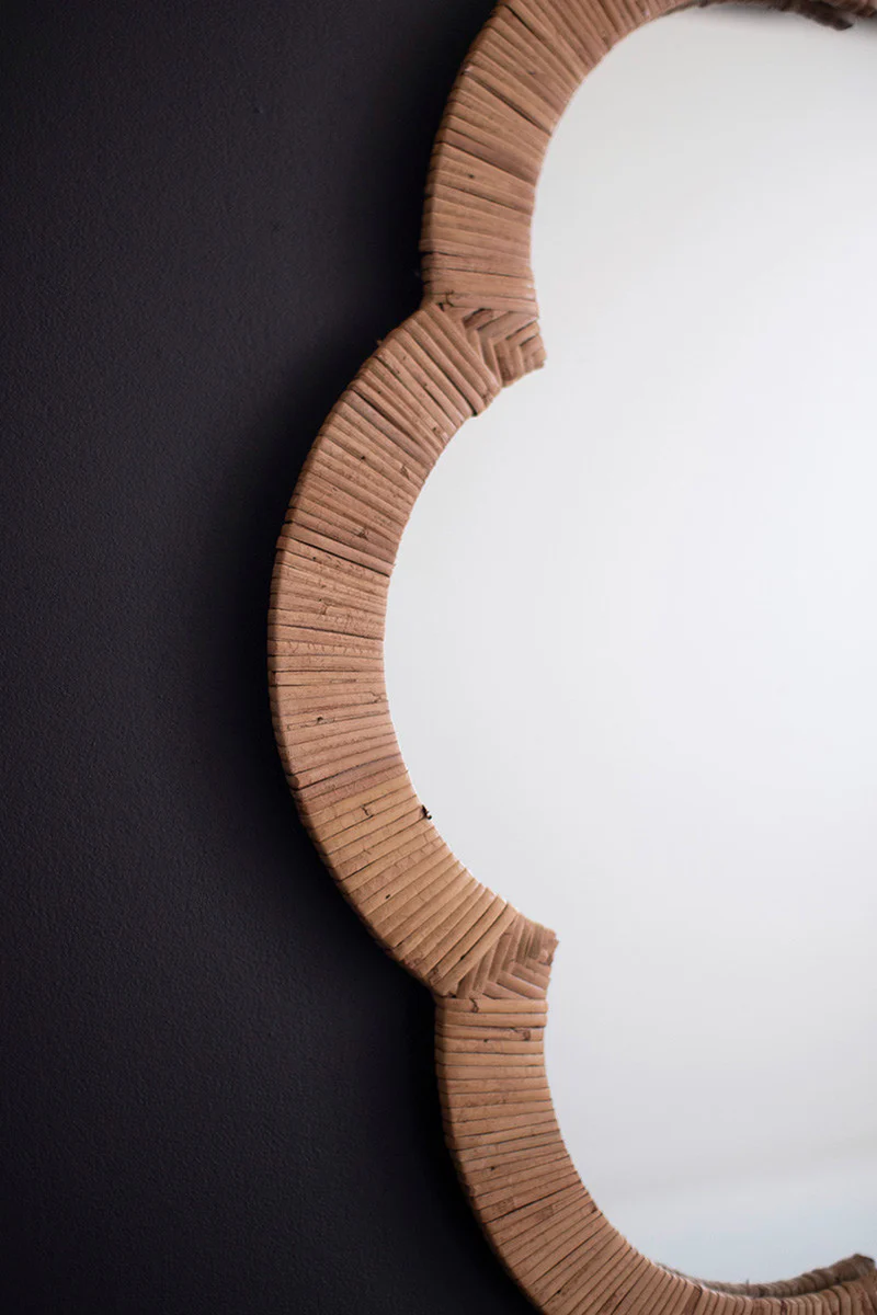 Woven Cane Flower Shaped Framed Mirror By Kalalou - Image 2