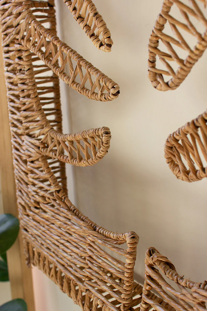 Woven Seagrass And Iron Leaf Wall Panel By Kalalou - Image 2