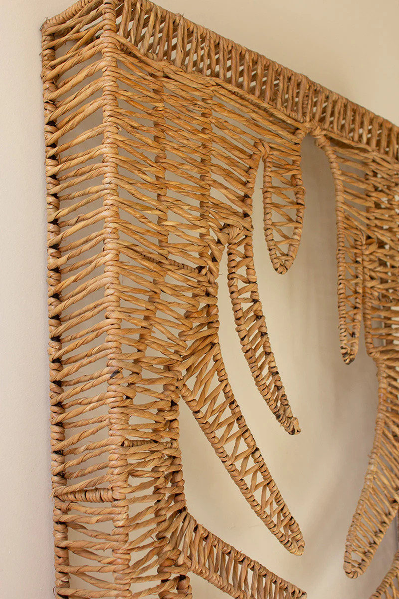 Woven Seagrass And Iron Leaf Wall Panel By Kalalou - Image 3