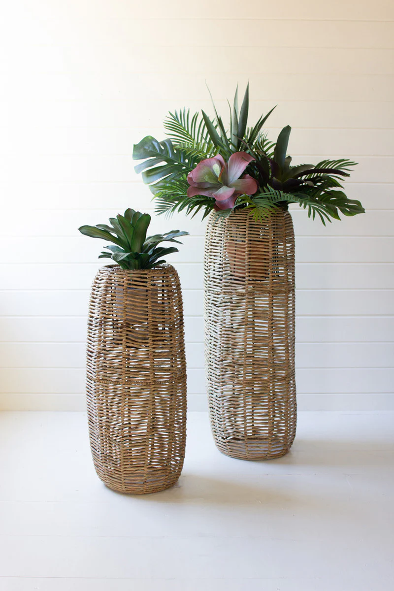 Woven Seagrass Barrel Planters Set Of 2 By Kalalou - Image 4