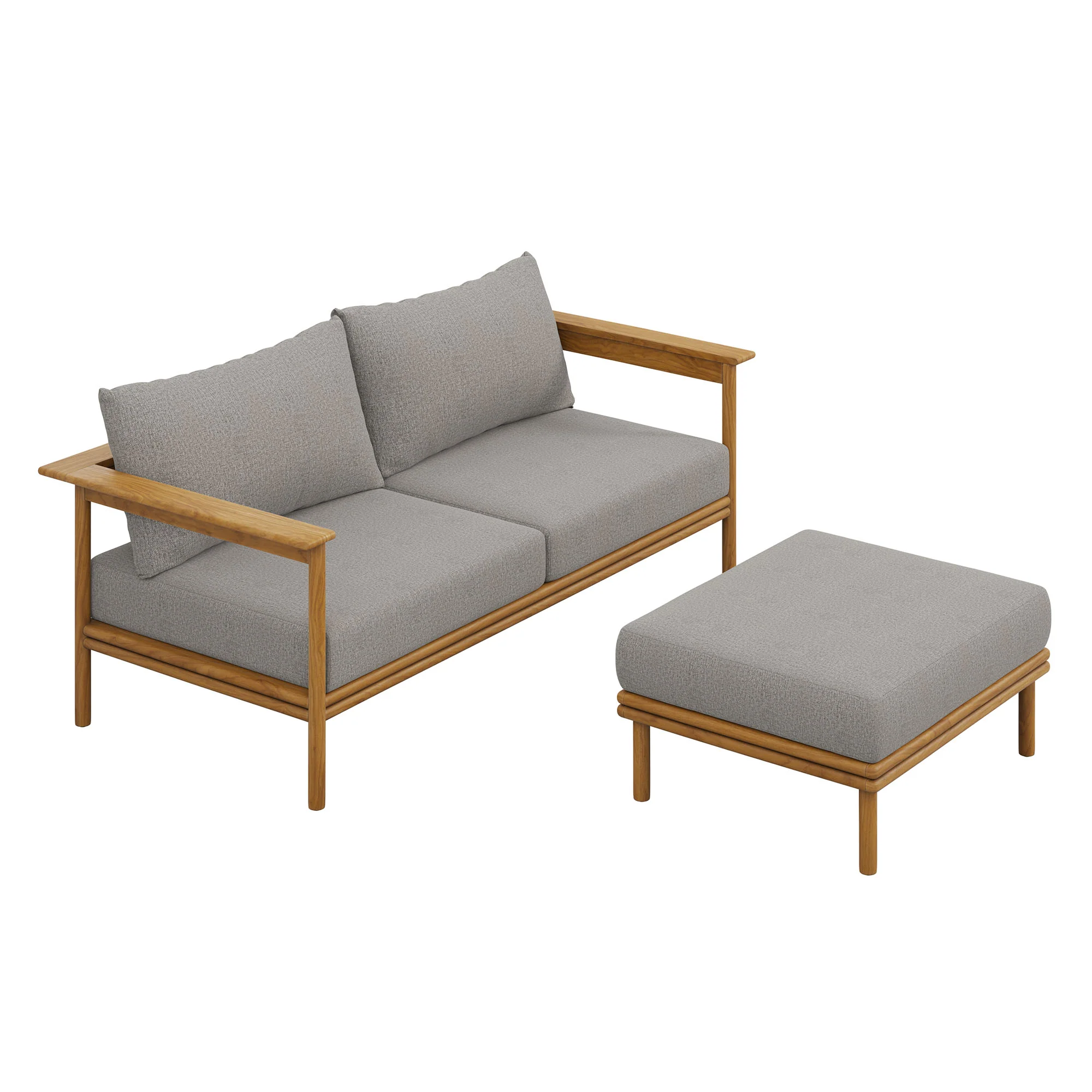 Wren 2-Piece Outdoor Patio Teak Wood Sofa and Ottoman Set by Modway - Image 2