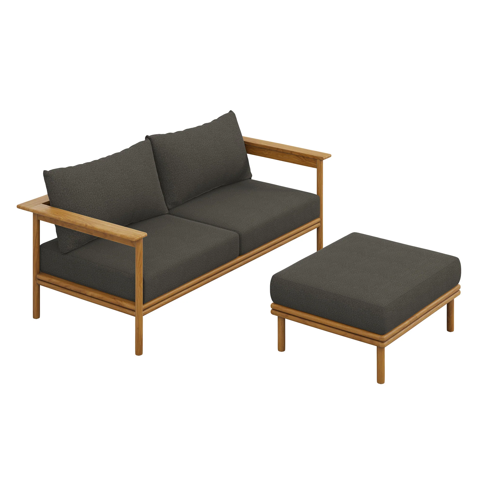 Wren 2-Piece Outdoor Patio Teak Wood Sofa and Ottoman Set by Modway - Image 4