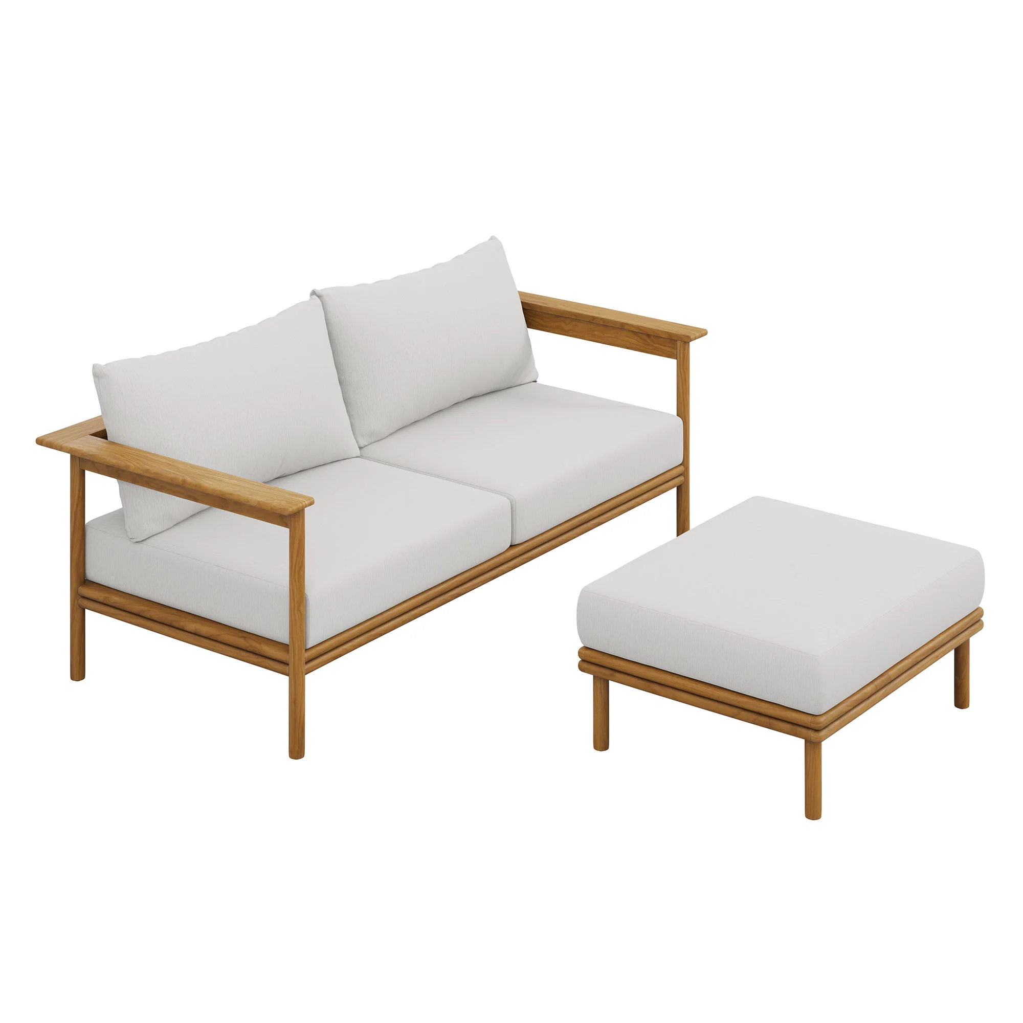 Wren 2-Piece Outdoor Patio Teak Wood Sofa and Ottoman Set by Modway - Image 7