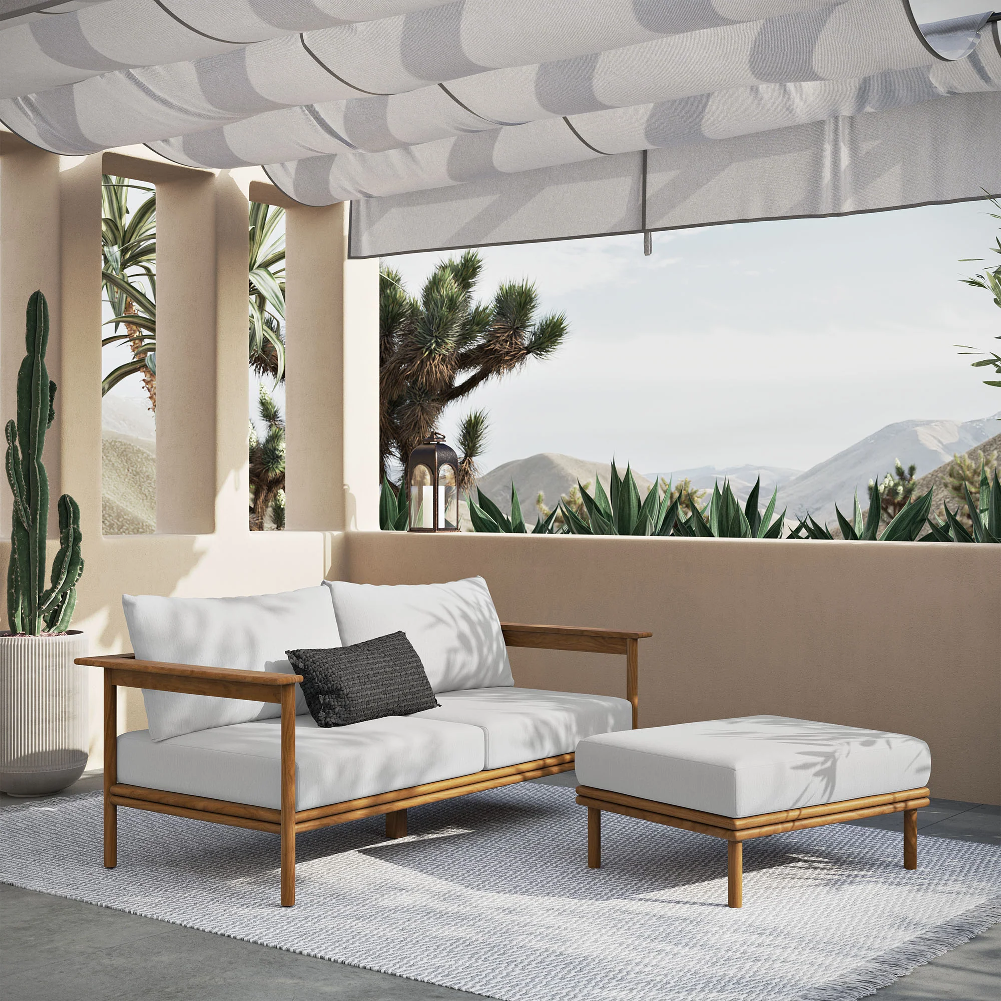 Wren 2-Piece Outdoor Patio Teak Wood Sofa and Ottoman Set by Modway - Image 8