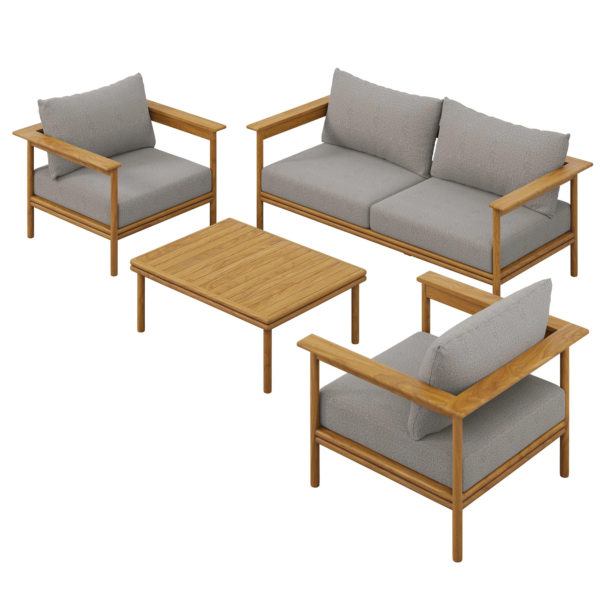Wren 4-Piece Outdoor Patio Teak Wood Furniture Set by Modway - Image 2