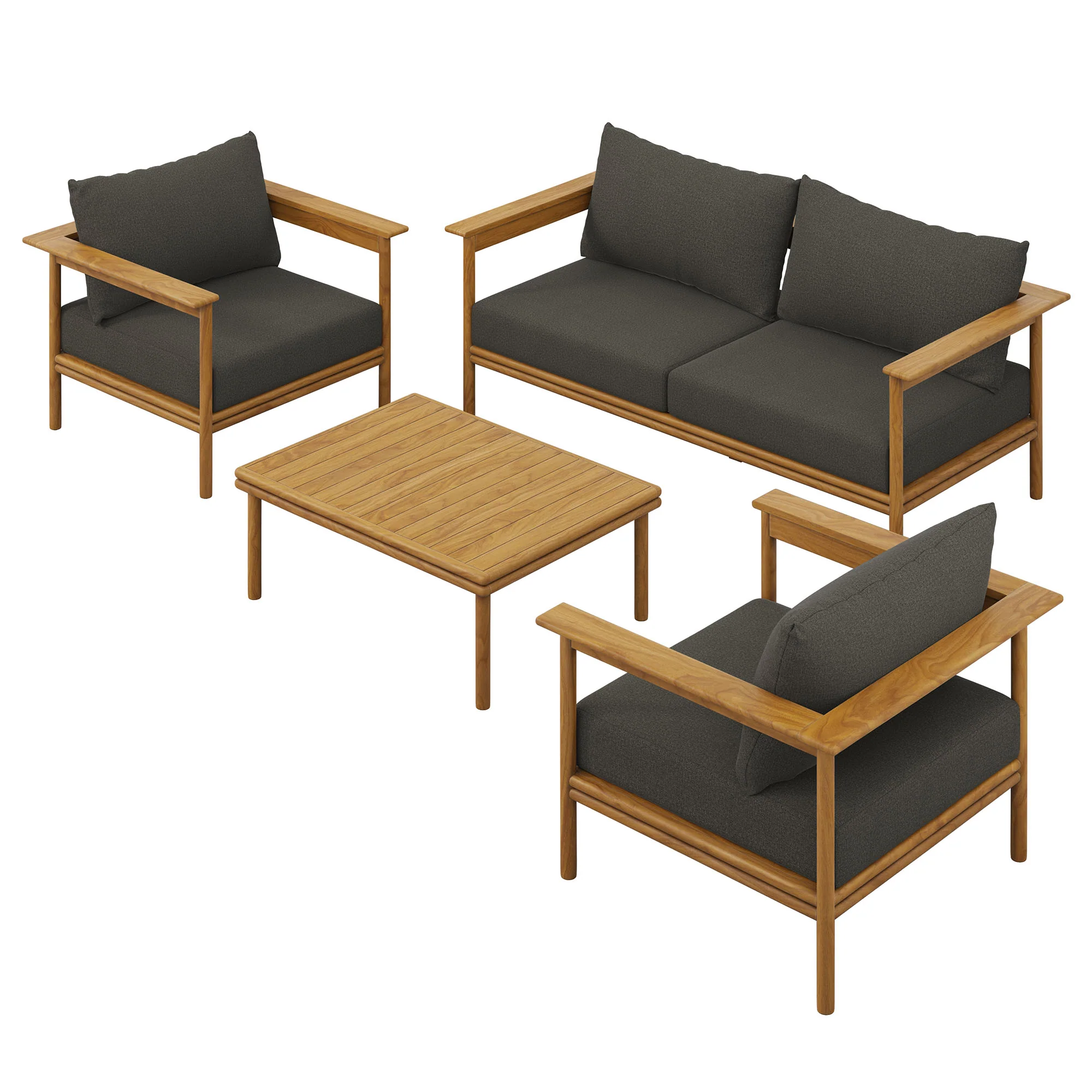 Wren 4-Piece Outdoor Patio Teak Wood Furniture Set by Modway - Image 4
