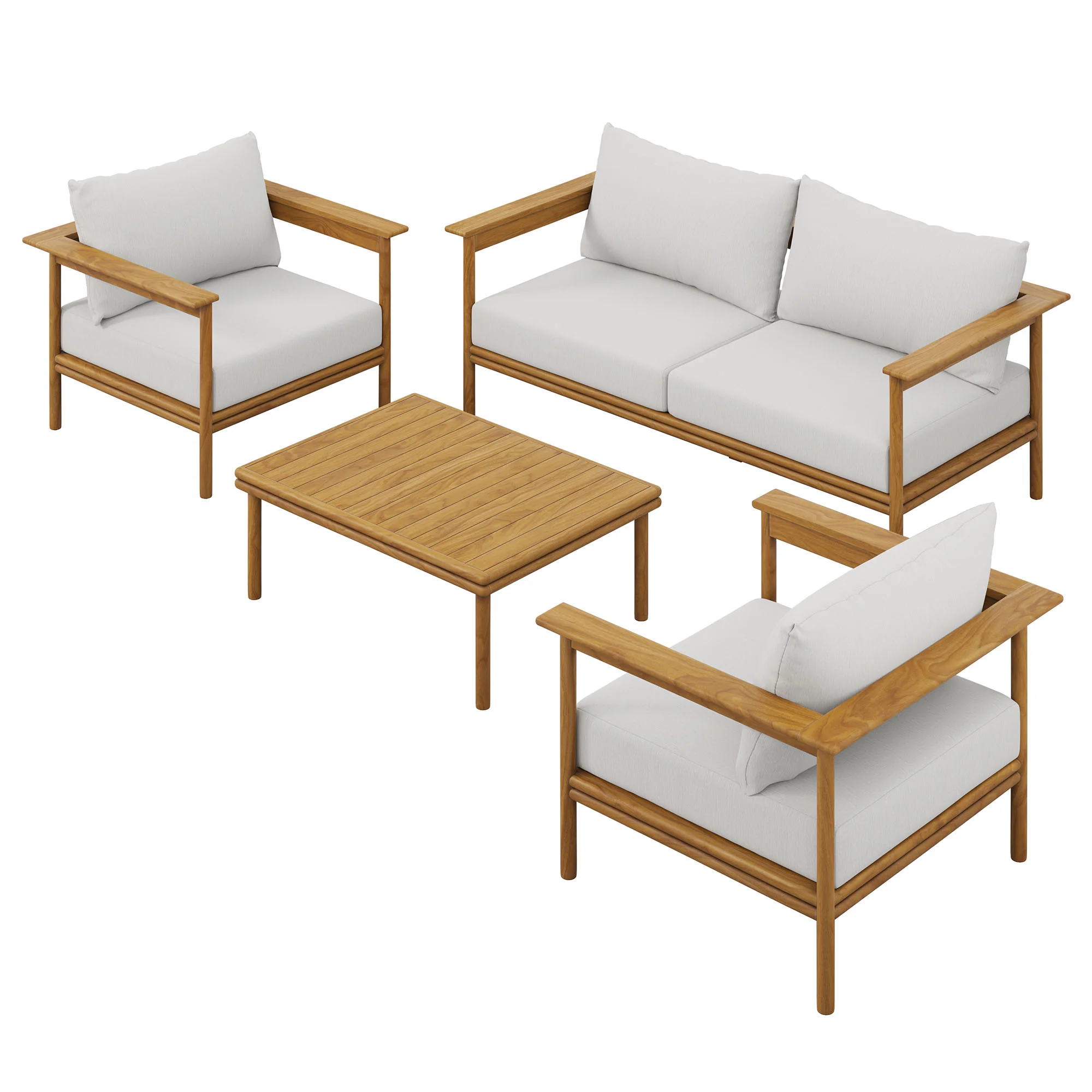Wren 4-Piece Outdoor Patio Teak Wood Furniture Set by Modway - Image 7