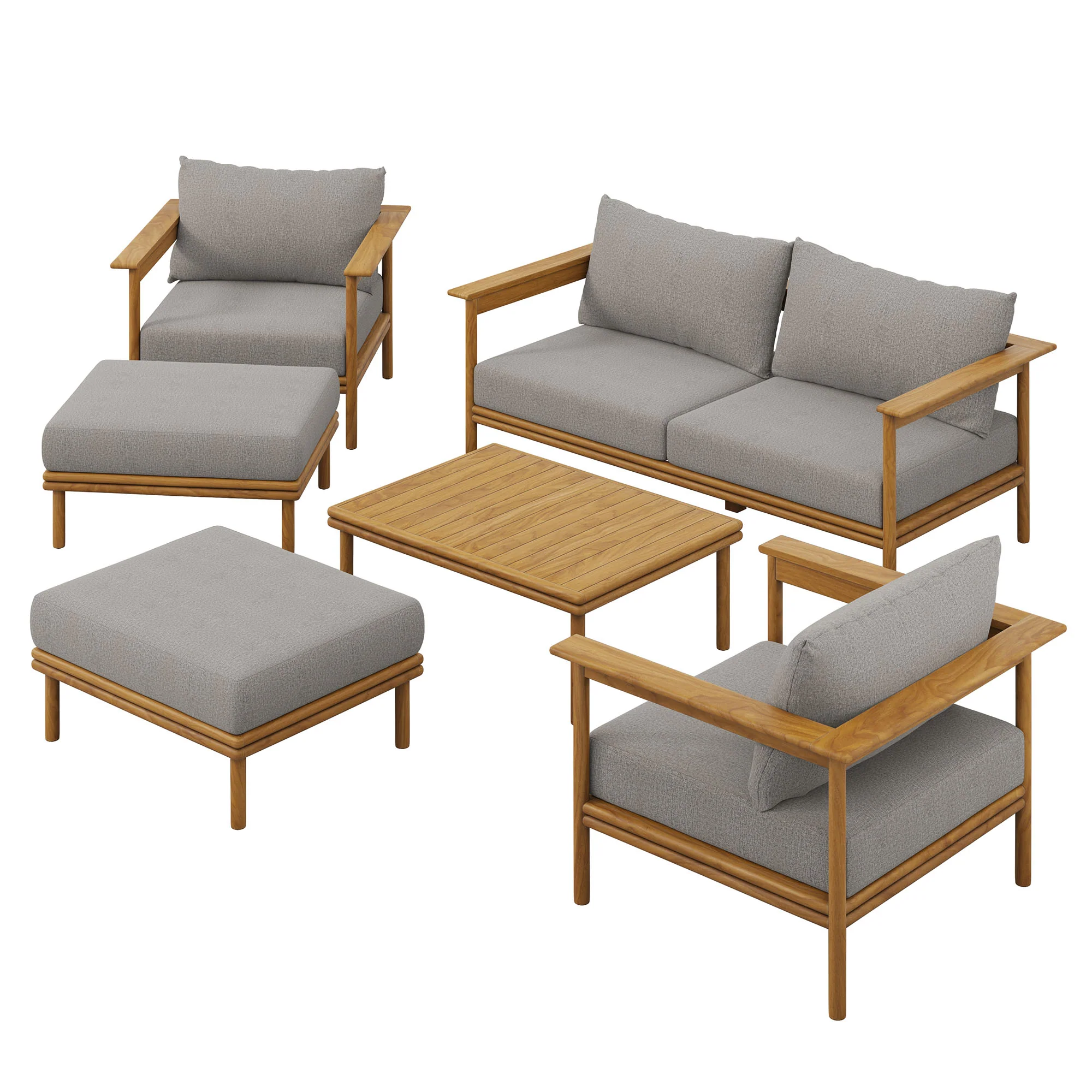 Wren 6-Piece Outdoor Patio Teak Wood Furniture Set by Modway - Image 2