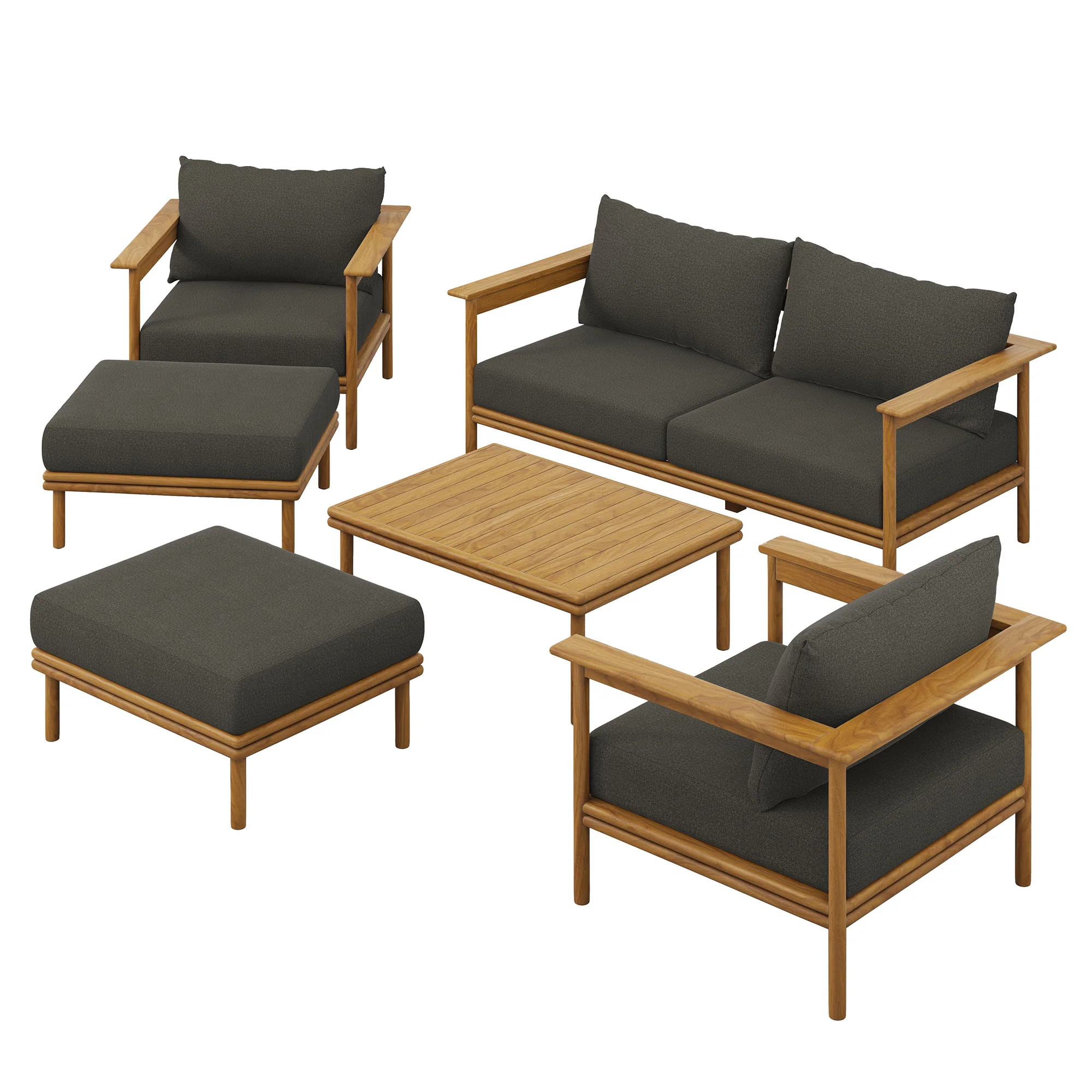 Wren 6-Piece Outdoor Patio Teak Wood Furniture Set by Modway - Image 4