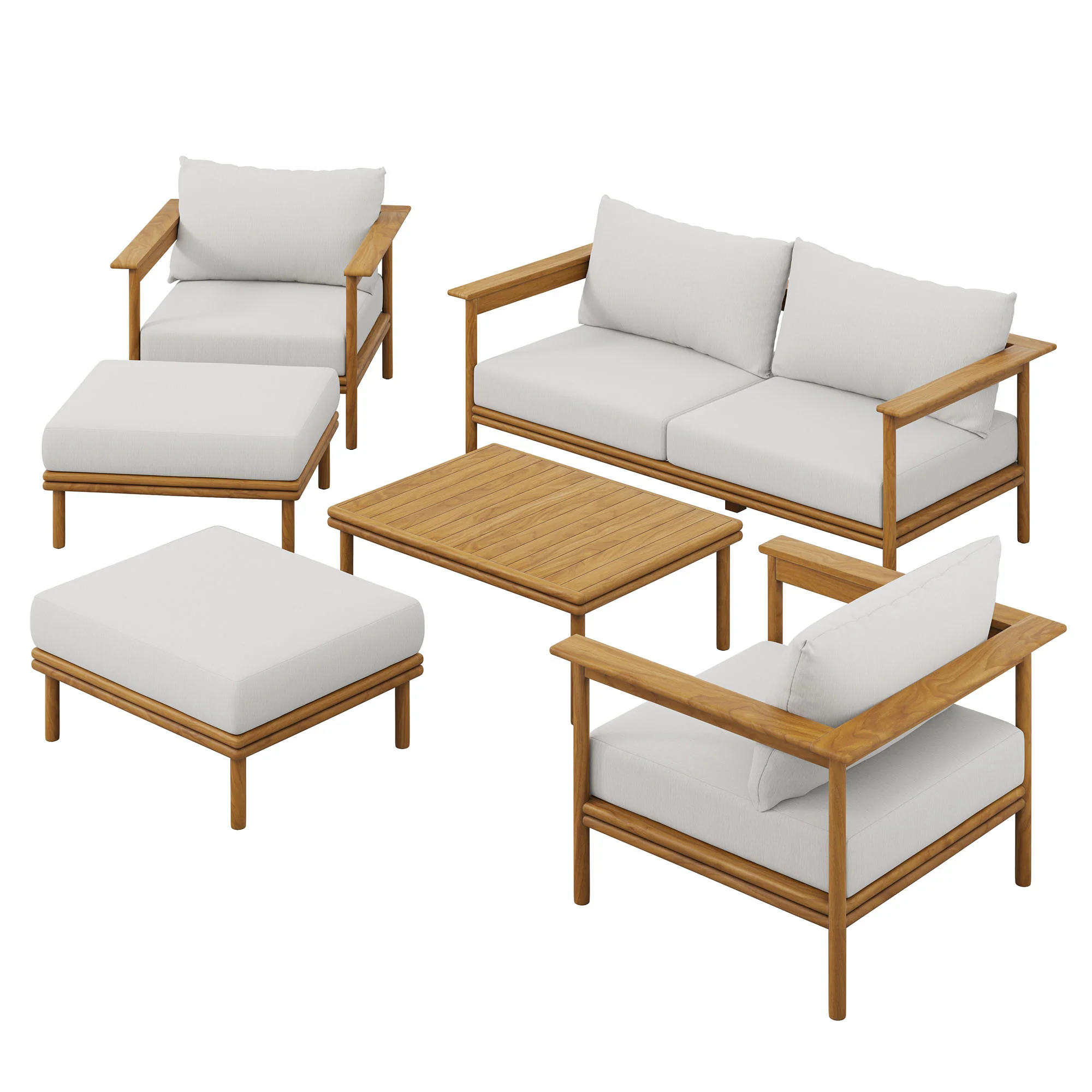 Wren 6-Piece Outdoor Patio Teak Wood Furniture Set by Modway - Image 7