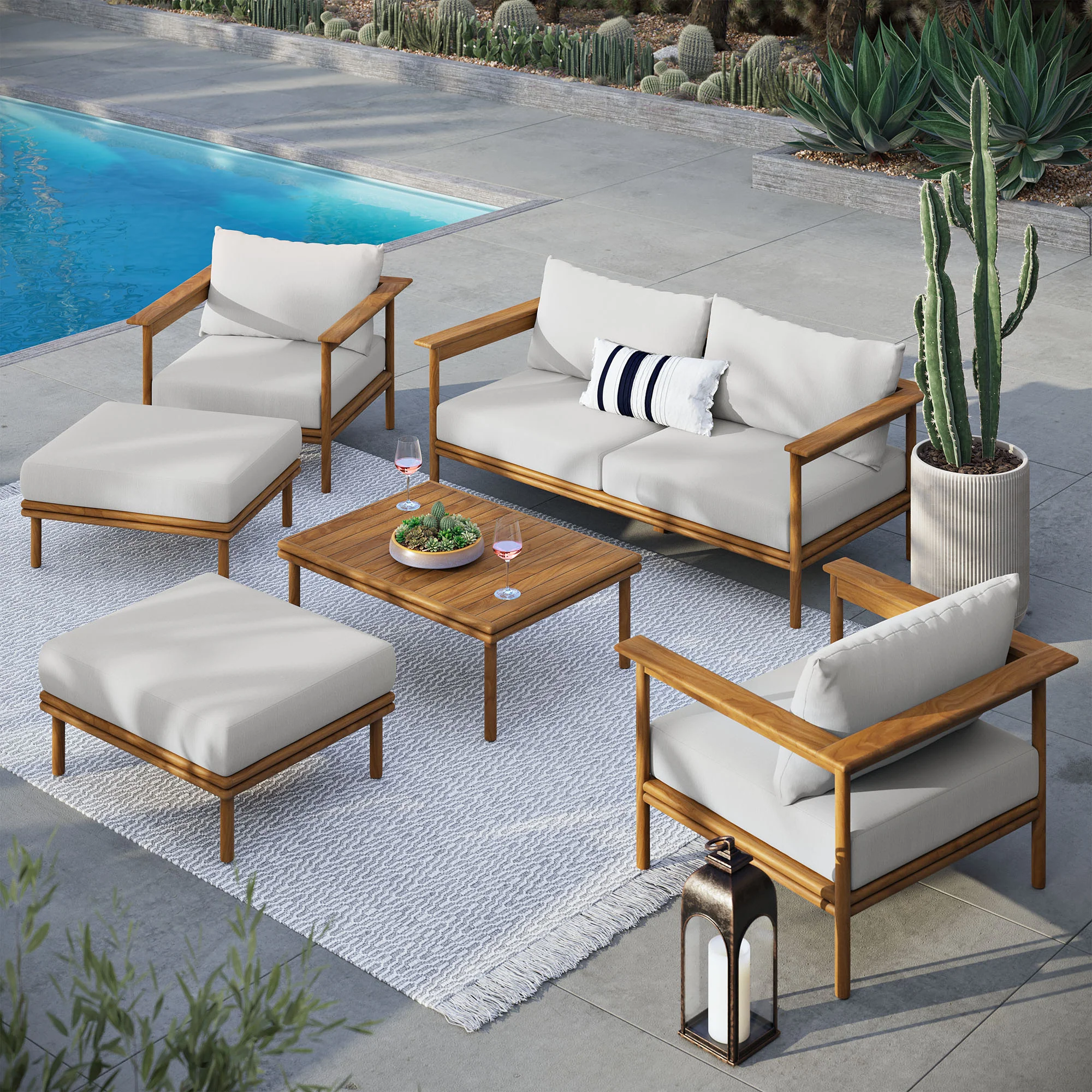 Wren 6-Piece Outdoor Patio Teak Wood Furniture Set by Modway - Image 8
