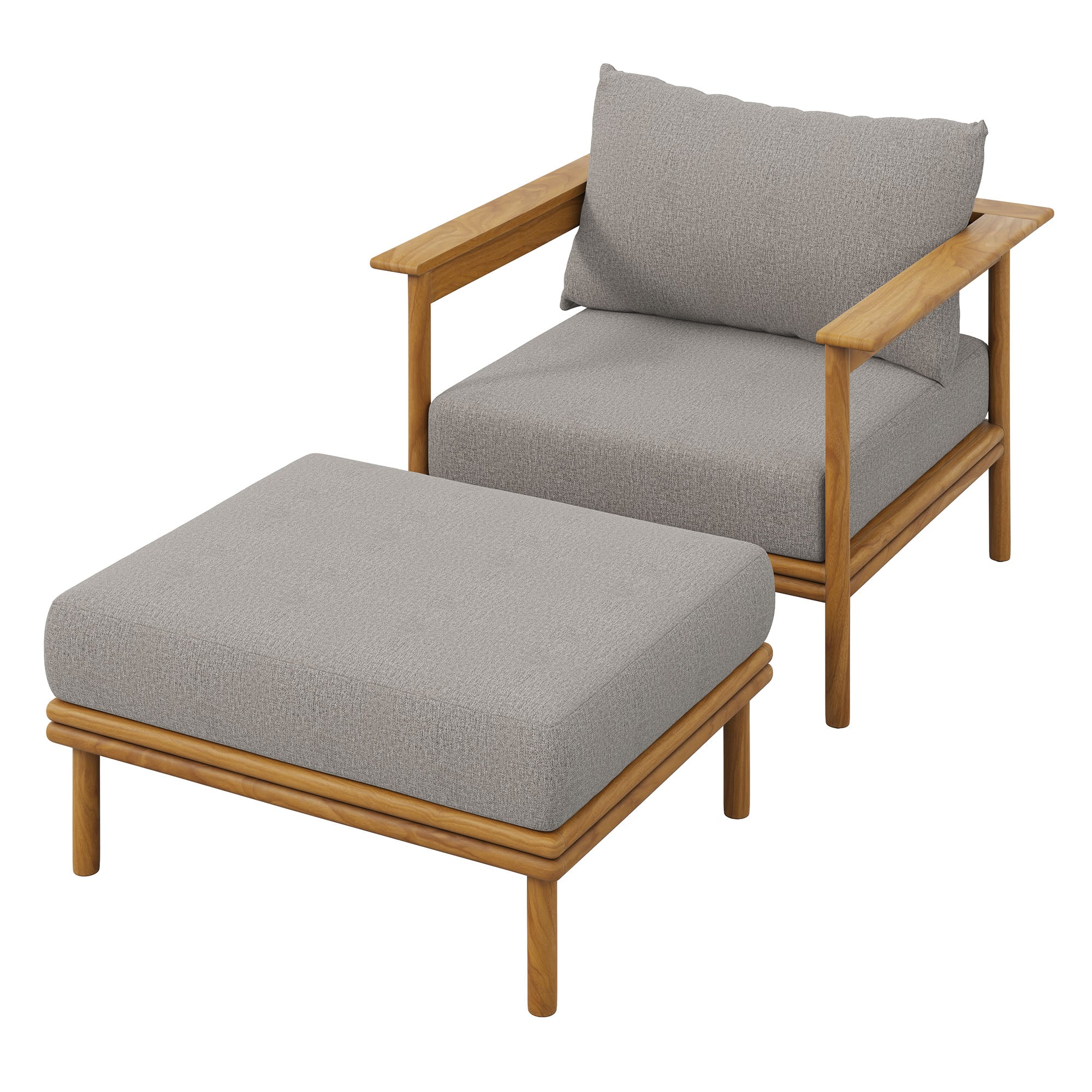 Wren Outdoor Patio Teak Wood Armchair and Ottoman Set by Modway - Image 2