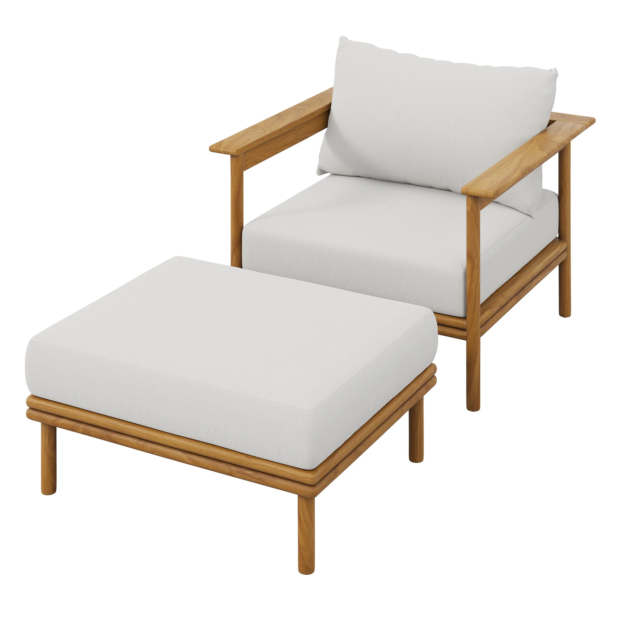 Wren Outdoor Patio Teak Wood Armchair and Ottoman Set by Modway - Image 7