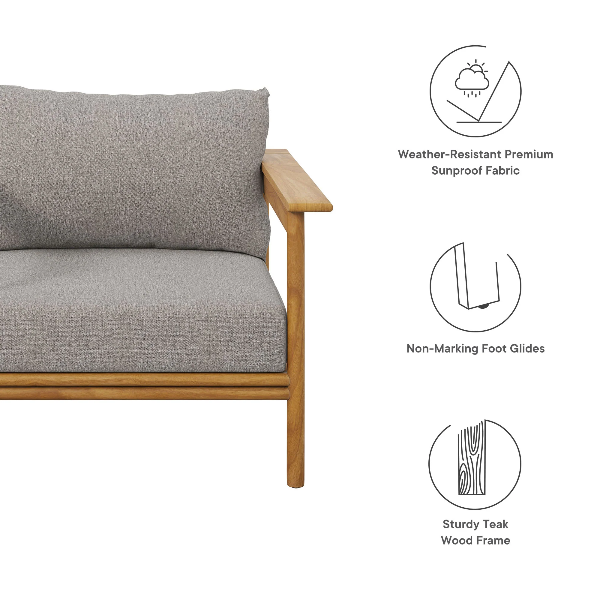 Wren Outdoor Patio Teak Wood Armchair by Modway - Image 9
