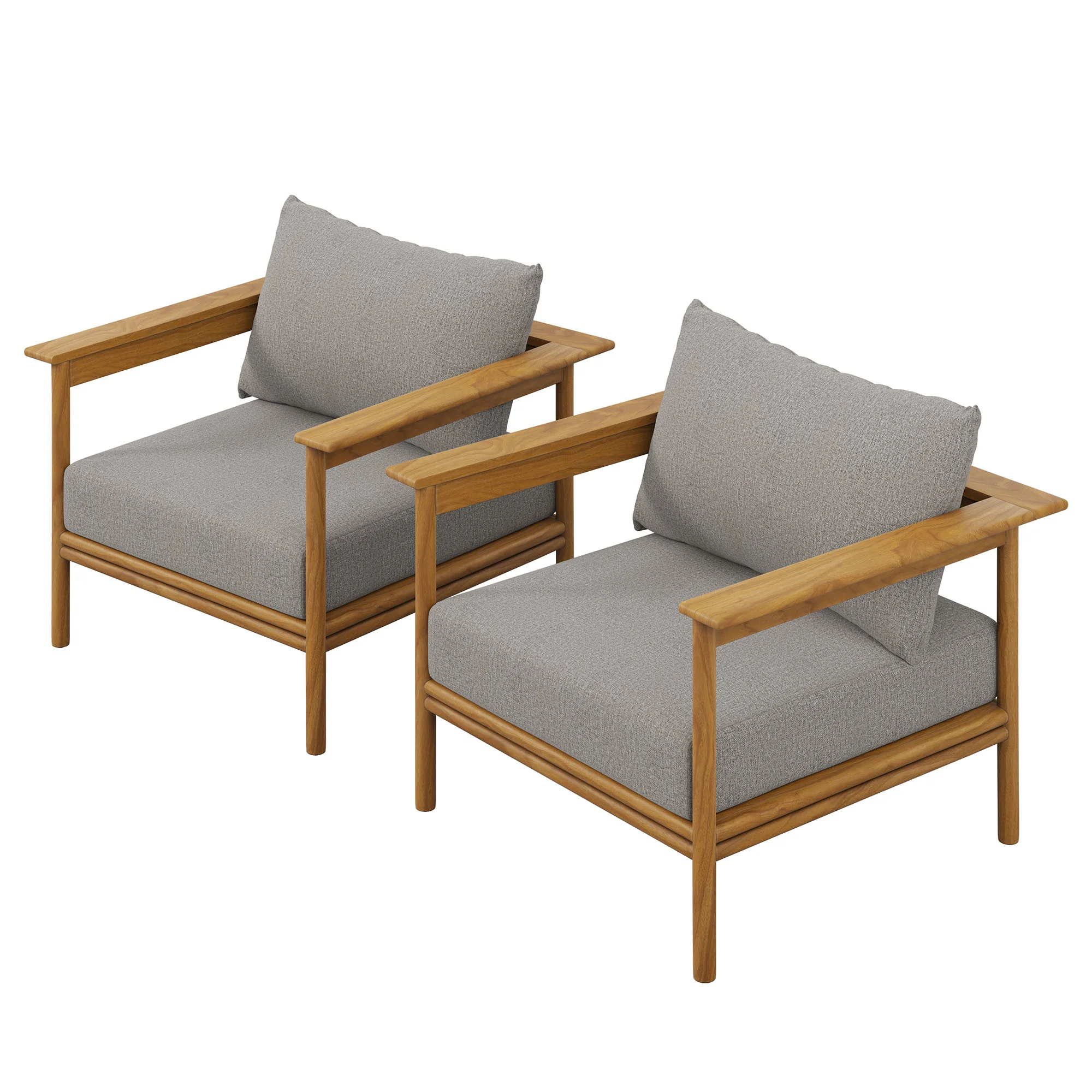 Wren Outdoor Patio Teak Wood Armchair Set of 2 by Modway - Image 2