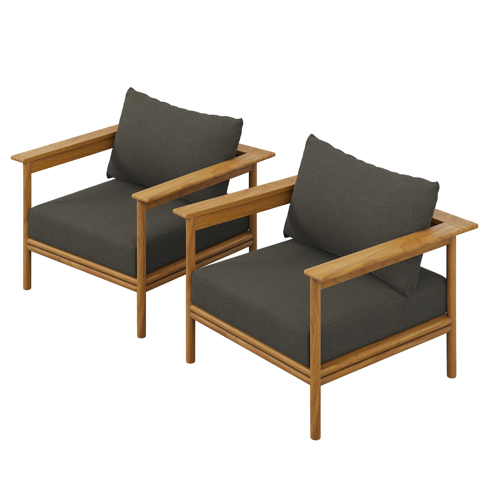 Wren Outdoor Patio Teak Wood Armchair Set of 2 by Modway - Image 4