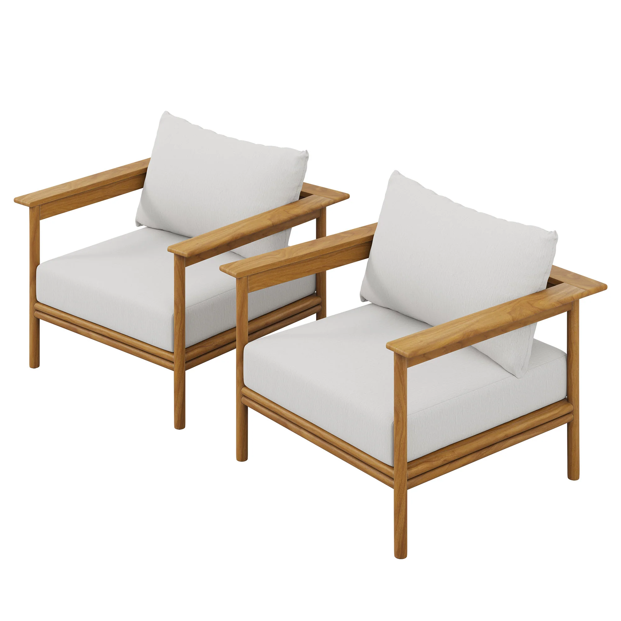 Wren Outdoor Patio Teak Wood Armchair Set of 2 by Modway - Image 7