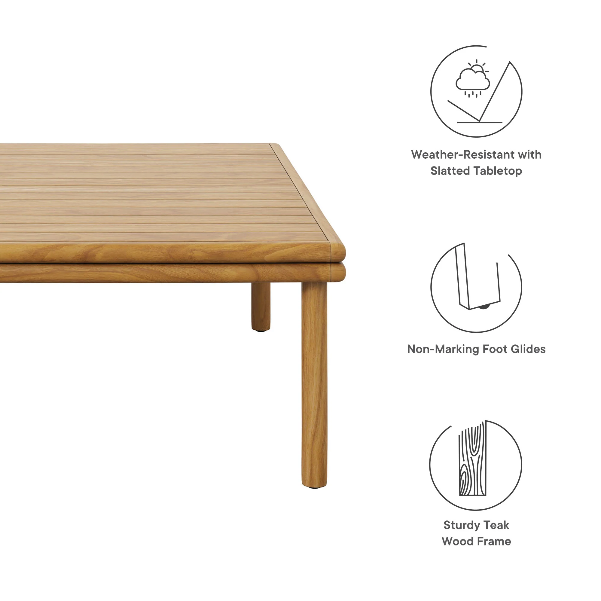 Wren Outdoor Patio Teak Wood Coffee Table by Modway - Image 7