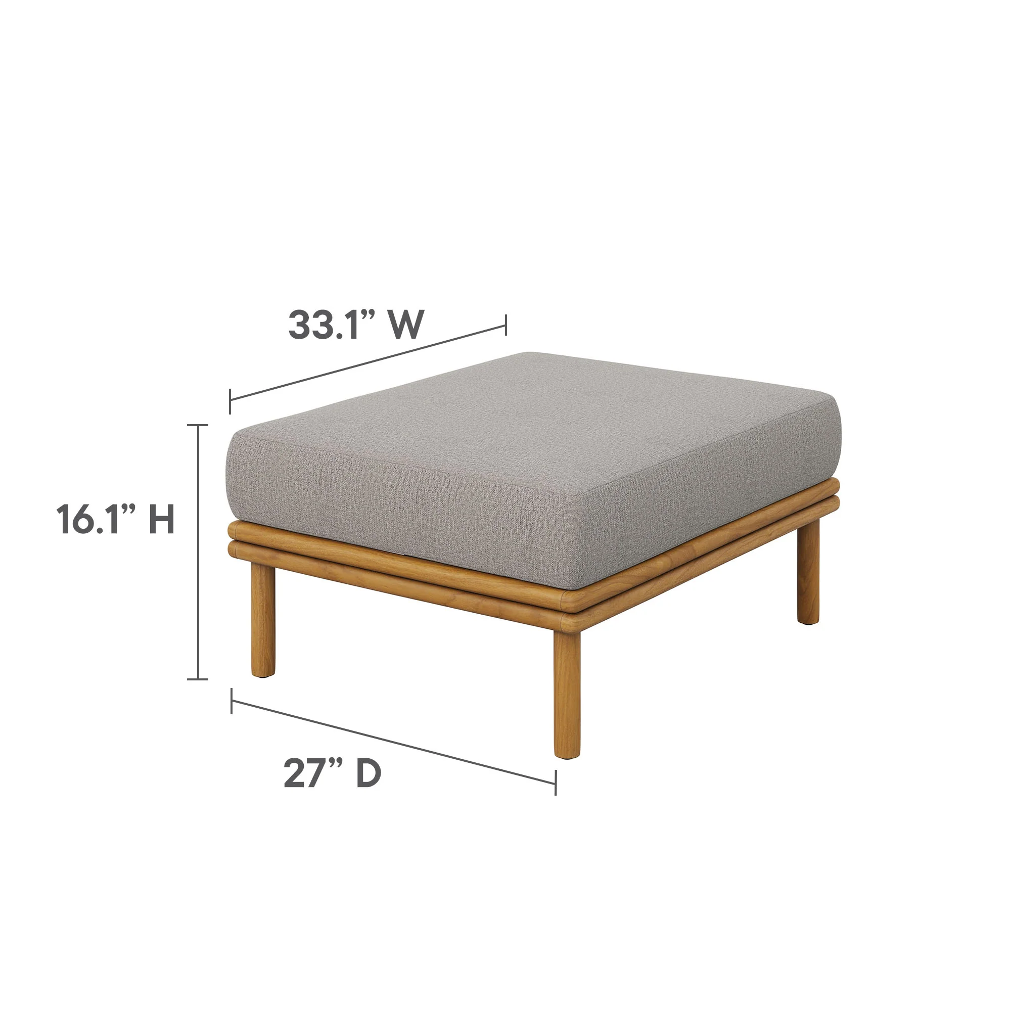 Wren Outdoor Patio Teak Wood Ottoman by Modway - Image 10