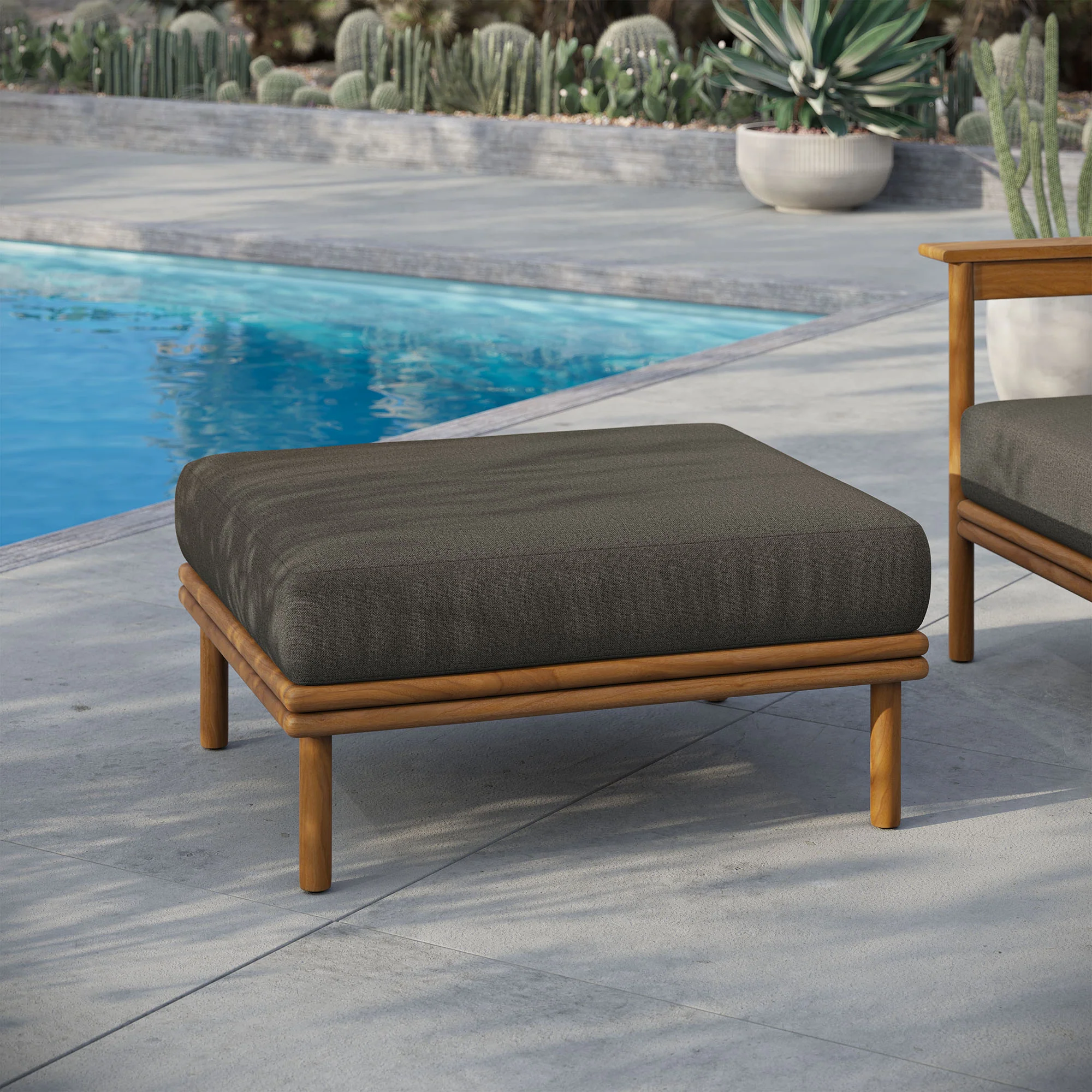Wren Outdoor Patio Teak Wood Ottoman by Modway - Image 18