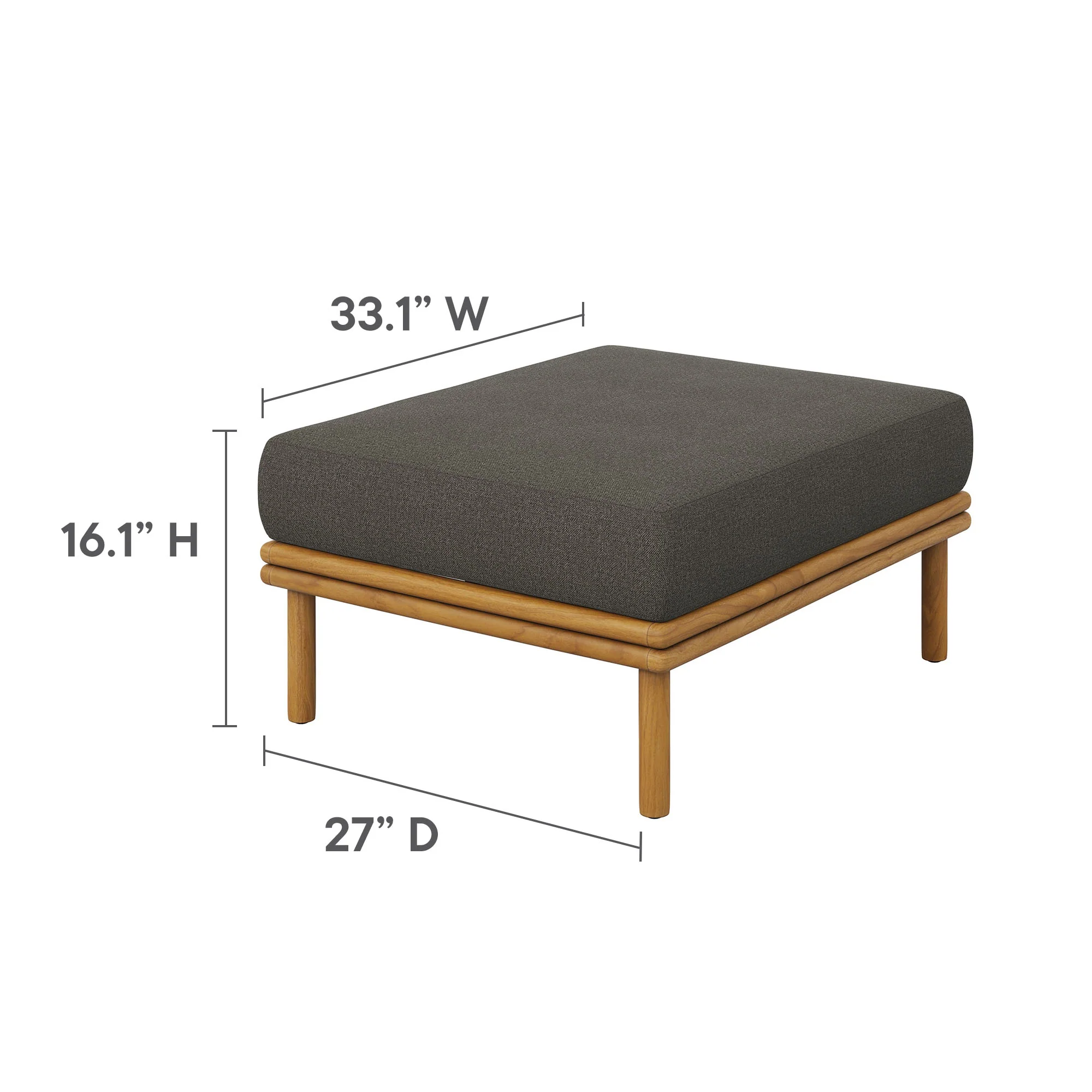 Wren Outdoor Patio Teak Wood Ottoman by Modway - Image 20