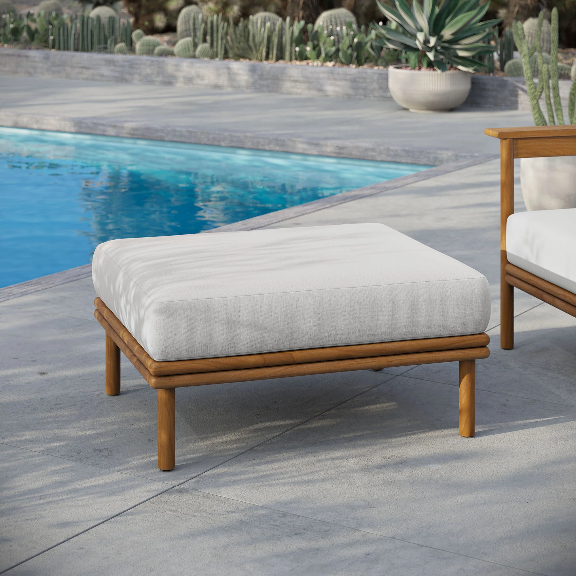 Wren Outdoor Patio Teak Wood Ottoman by Modway - Image 28