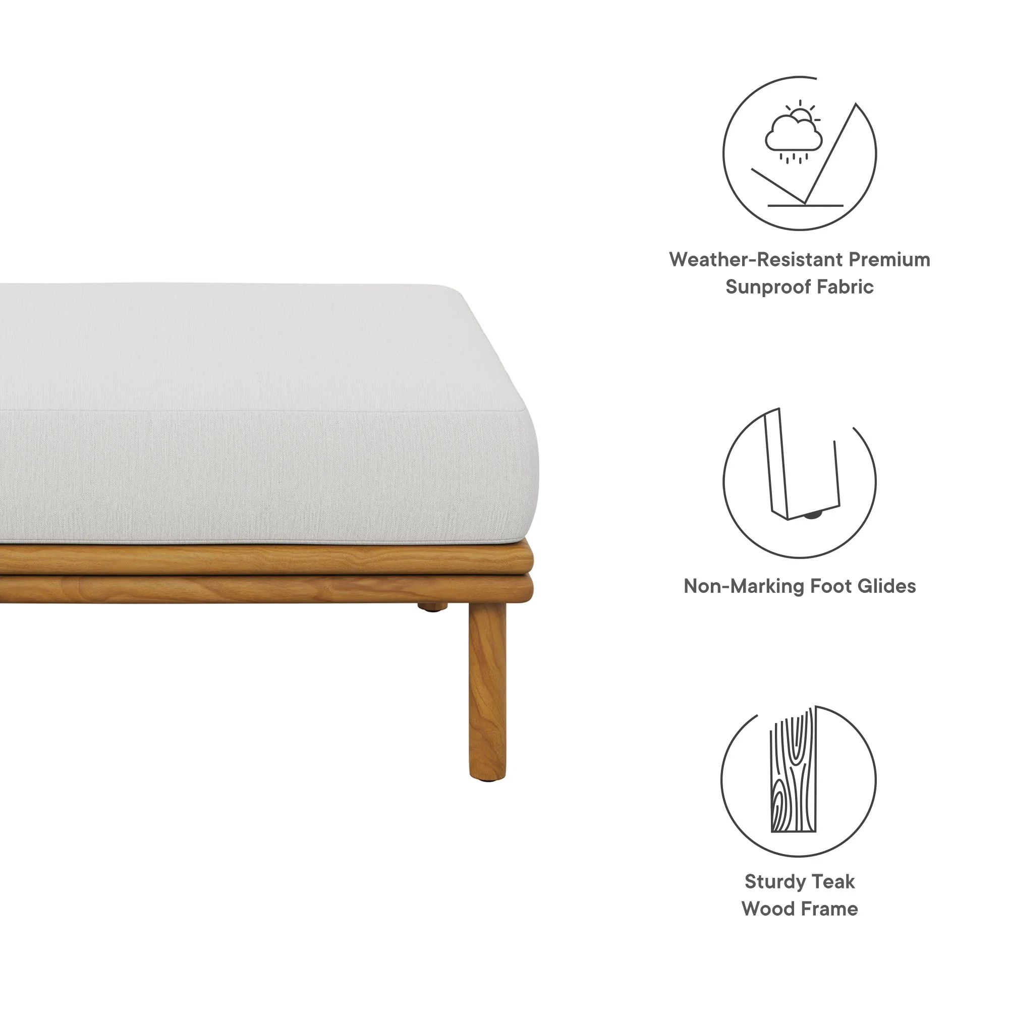 Wren Outdoor Patio Teak Wood Ottoman by Modway - Image 29