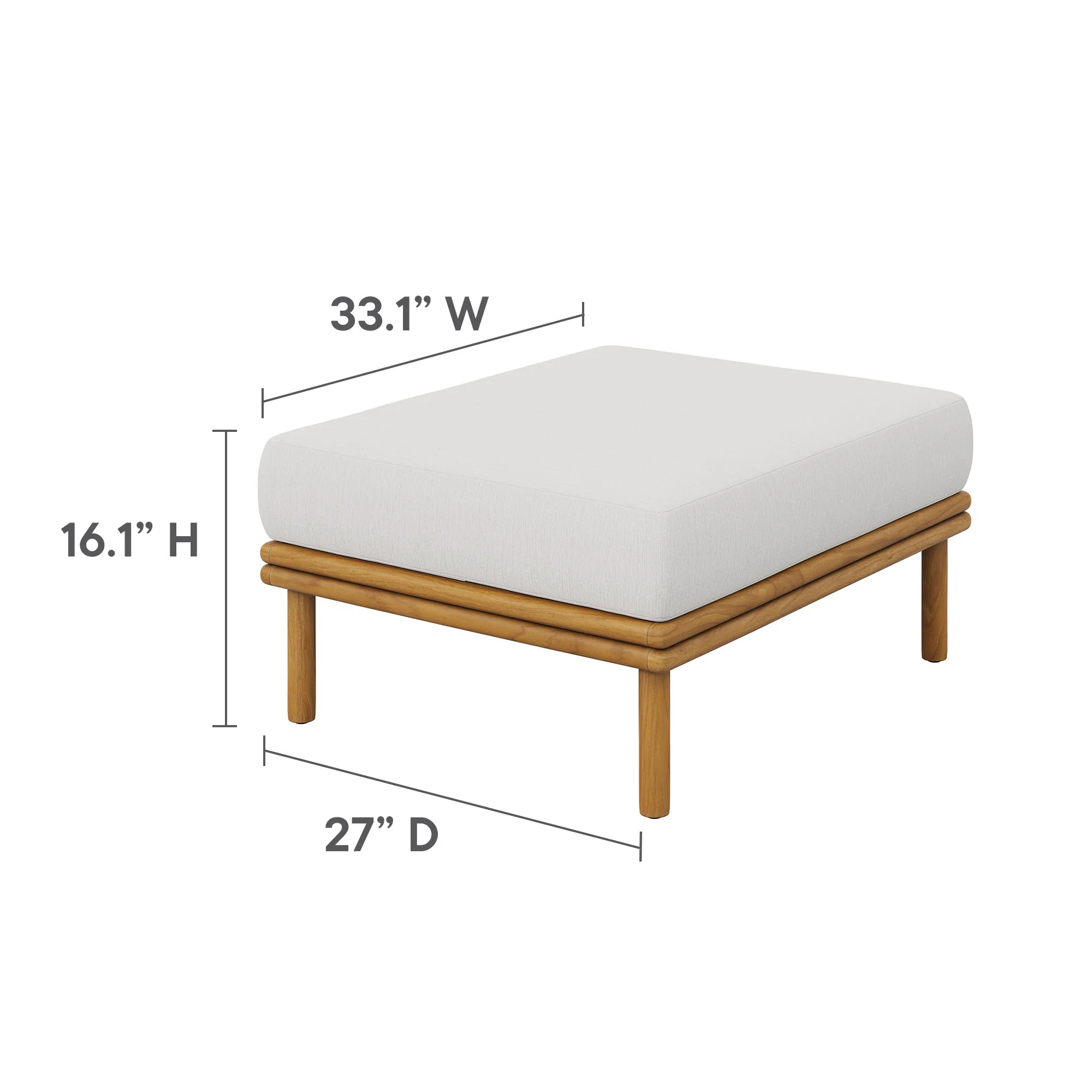 Wren Outdoor Patio Teak Wood Ottoman by Modway - Image 30