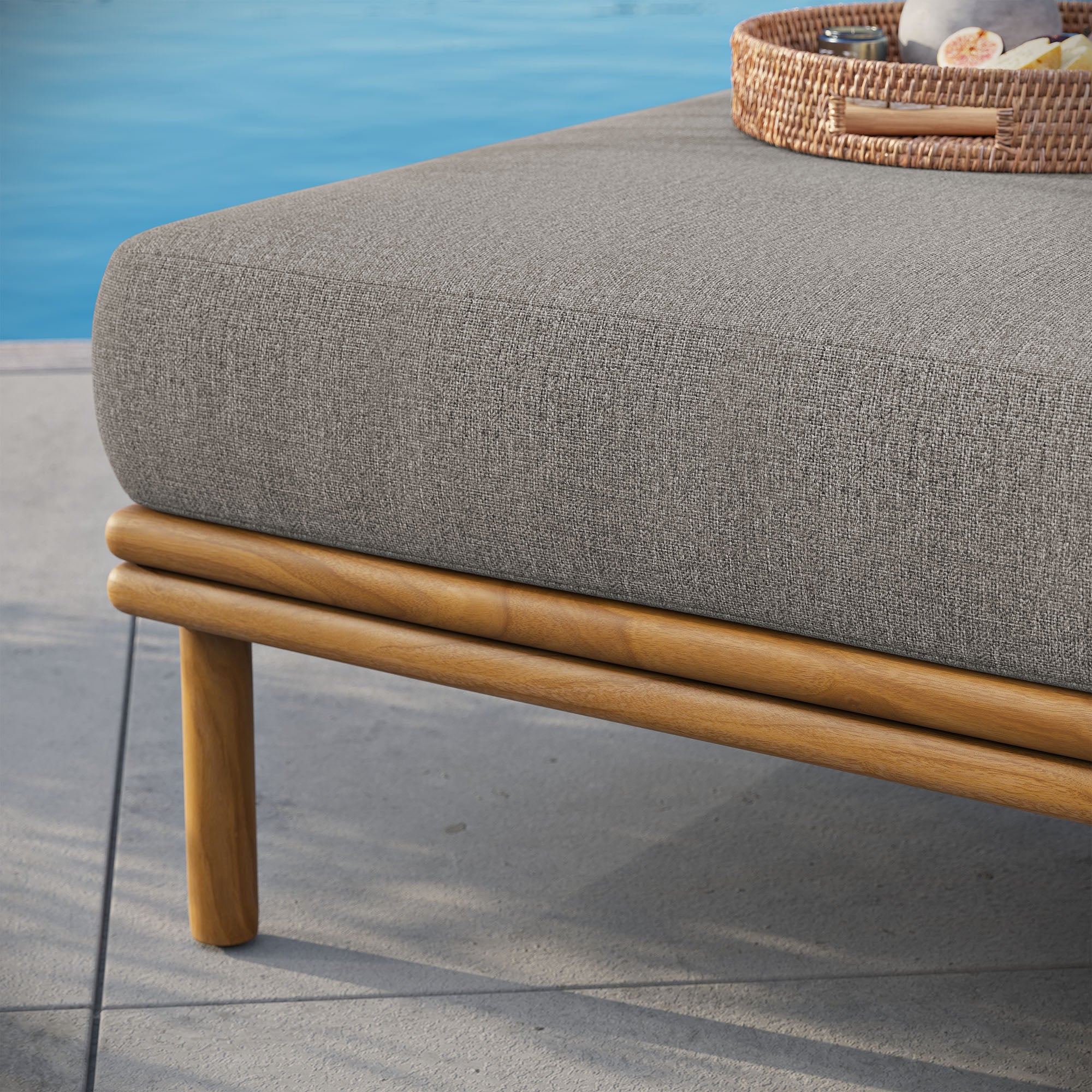 Wren Outdoor Patio Teak Wood Ottoman by Modway - Image 8