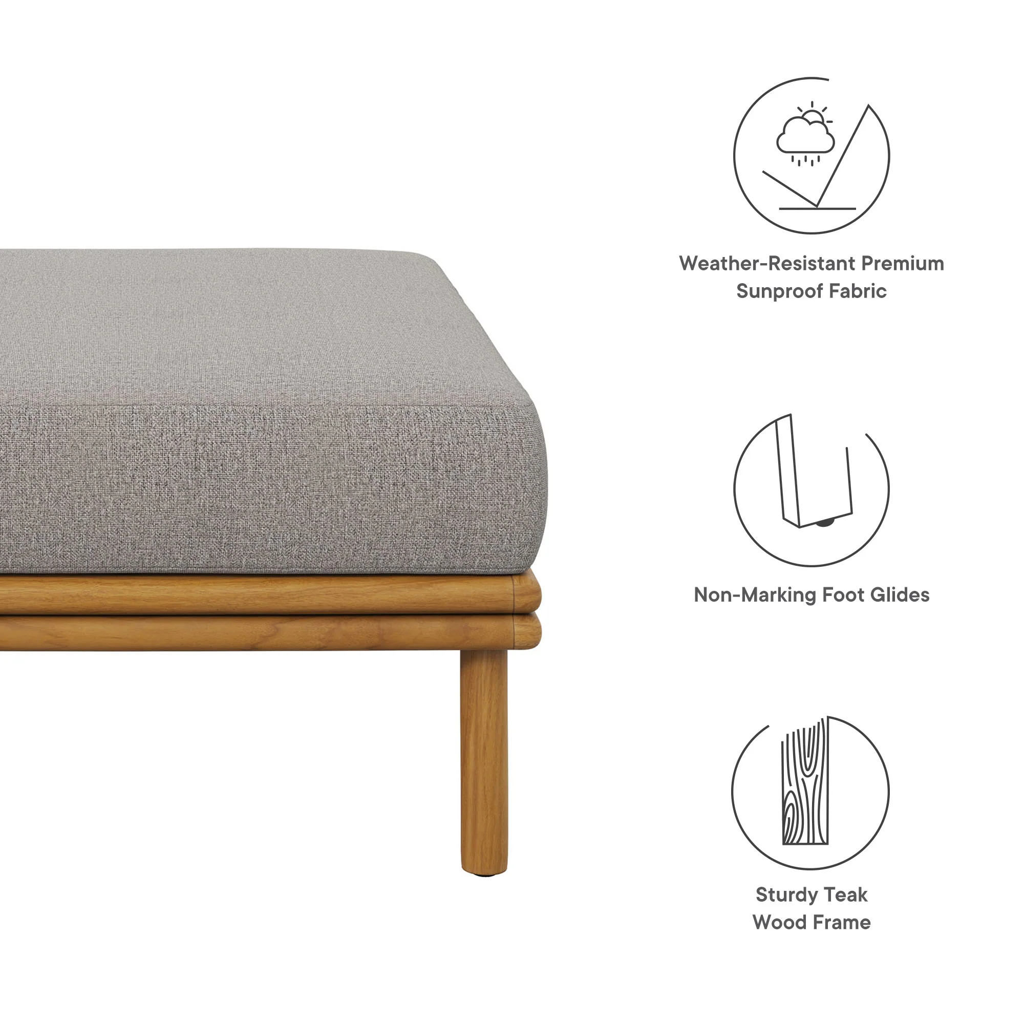 Wren Outdoor Patio Teak Wood Ottoman by Modway - Image 9