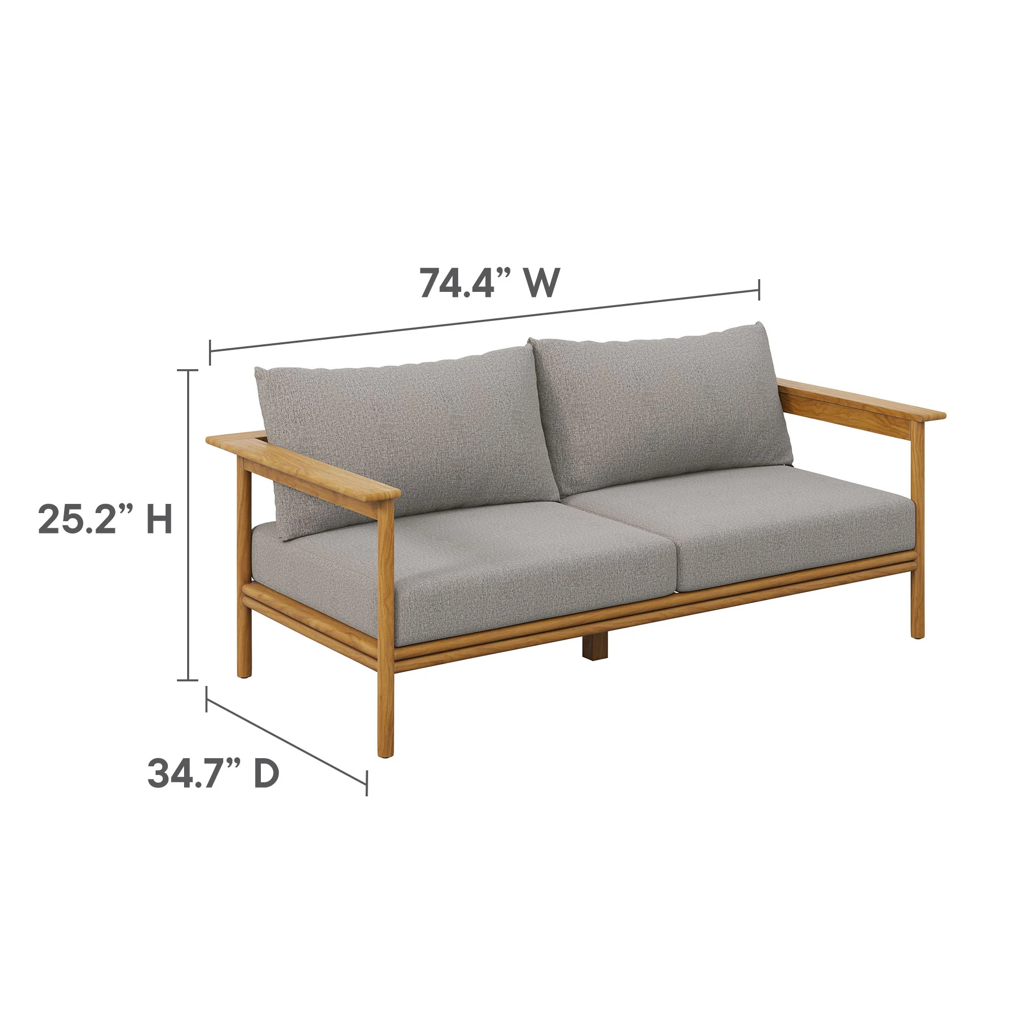 Wren Outdoor Patio Teak Wood Sofa by Modway - Image 10